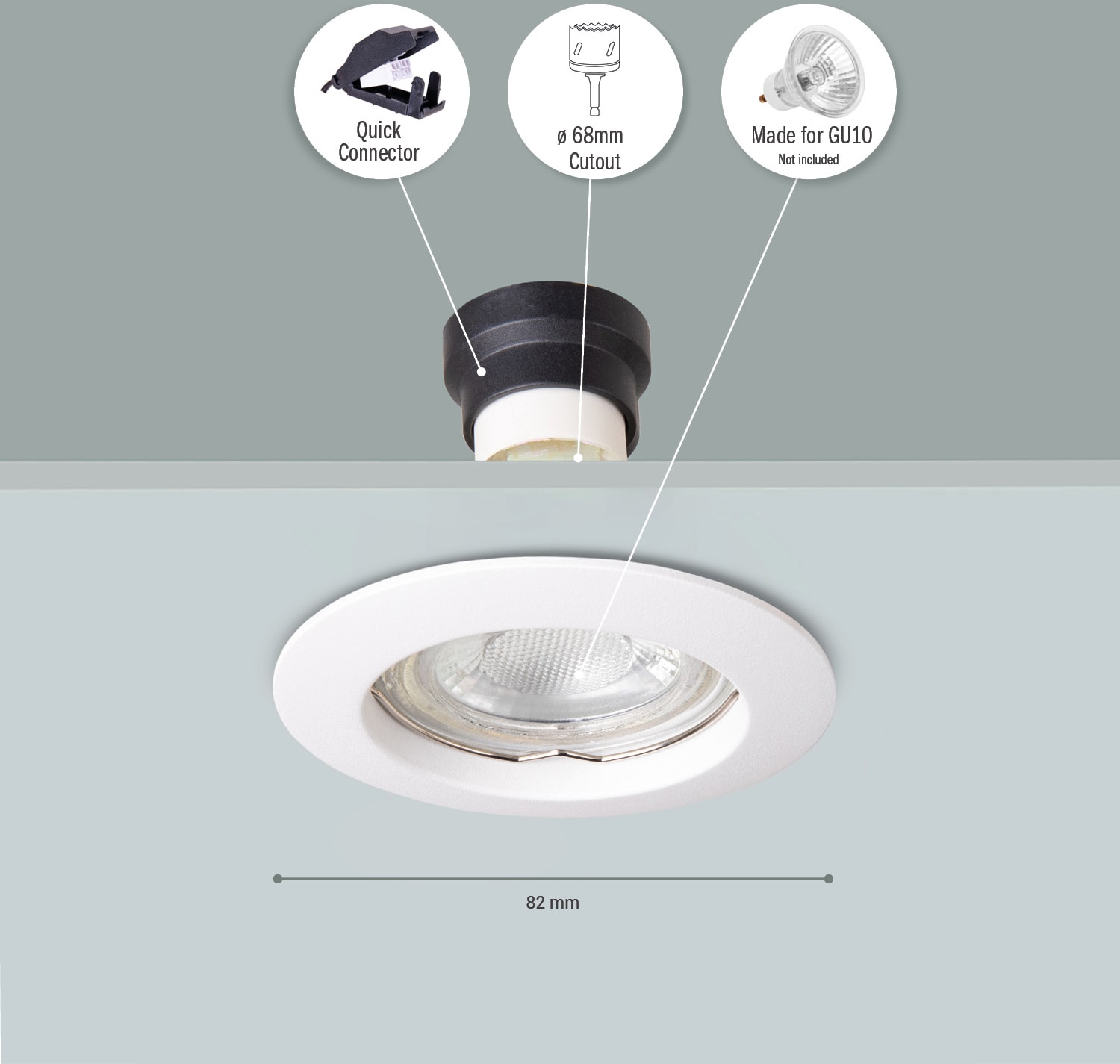 Paco Home Einbauleuchte »Klara«, 1 flammig, Leuchtmittel GU10 | ohne Leuchtmittel, Einbaustrahler Strahler Spotlight Unterbauleuchte Flach 6er Set GU10