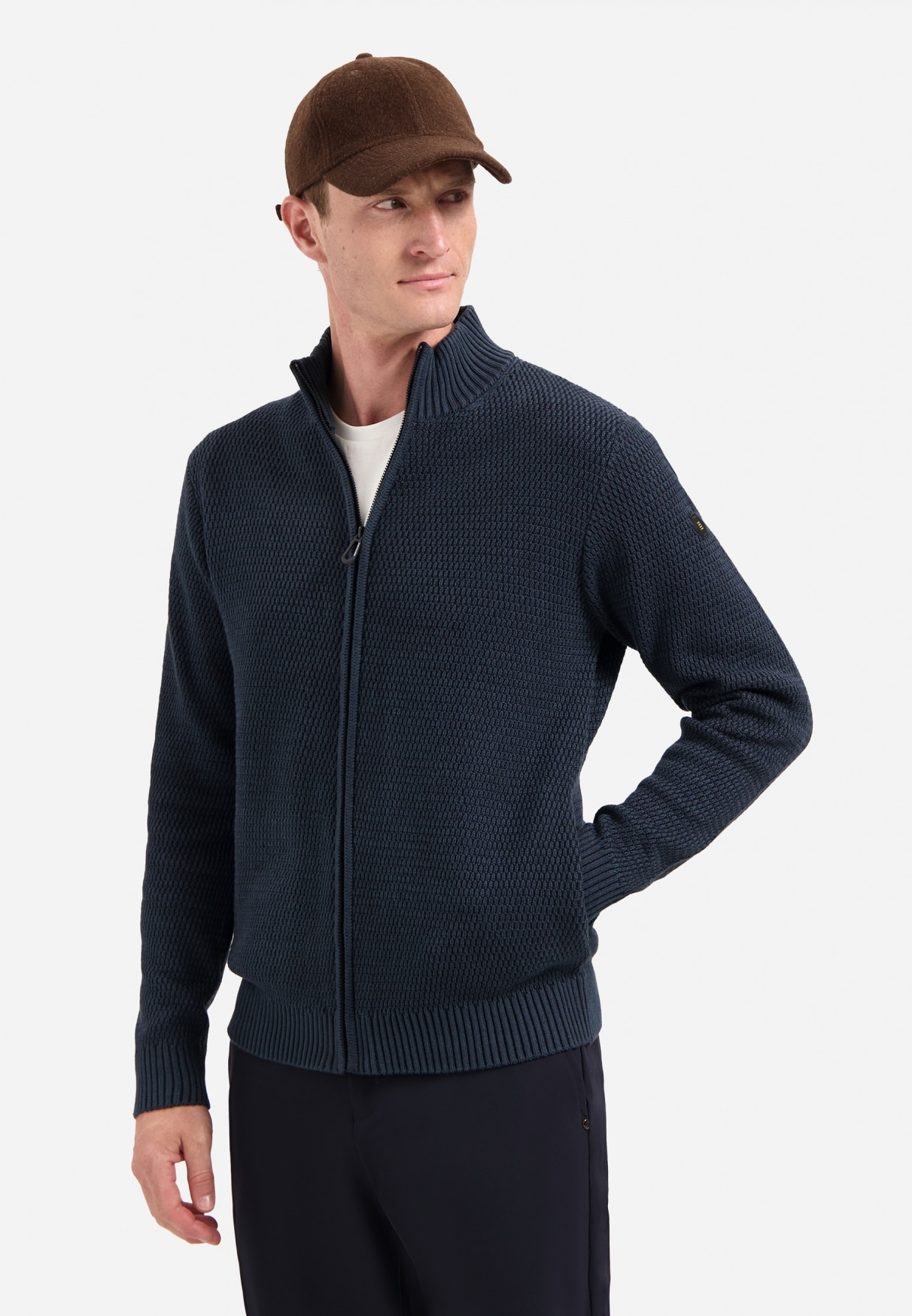 NO EXCESS Stehkragenpullover "No Excess Schwere melierte Strickjacke" günstig online kaufen