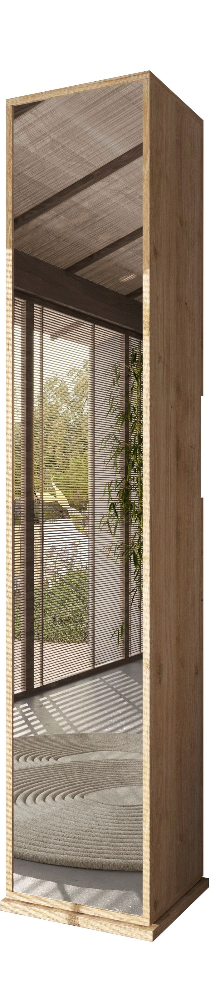 welltime Hochschrank »Hamburg Höhe 185 cm, Breite 35/37 cm, Badschrank drehbar, 2 Türen,«, 1 Schubkasten, 1 offenes Fach, mit Spiegel, Metallhaken, Metallgriff