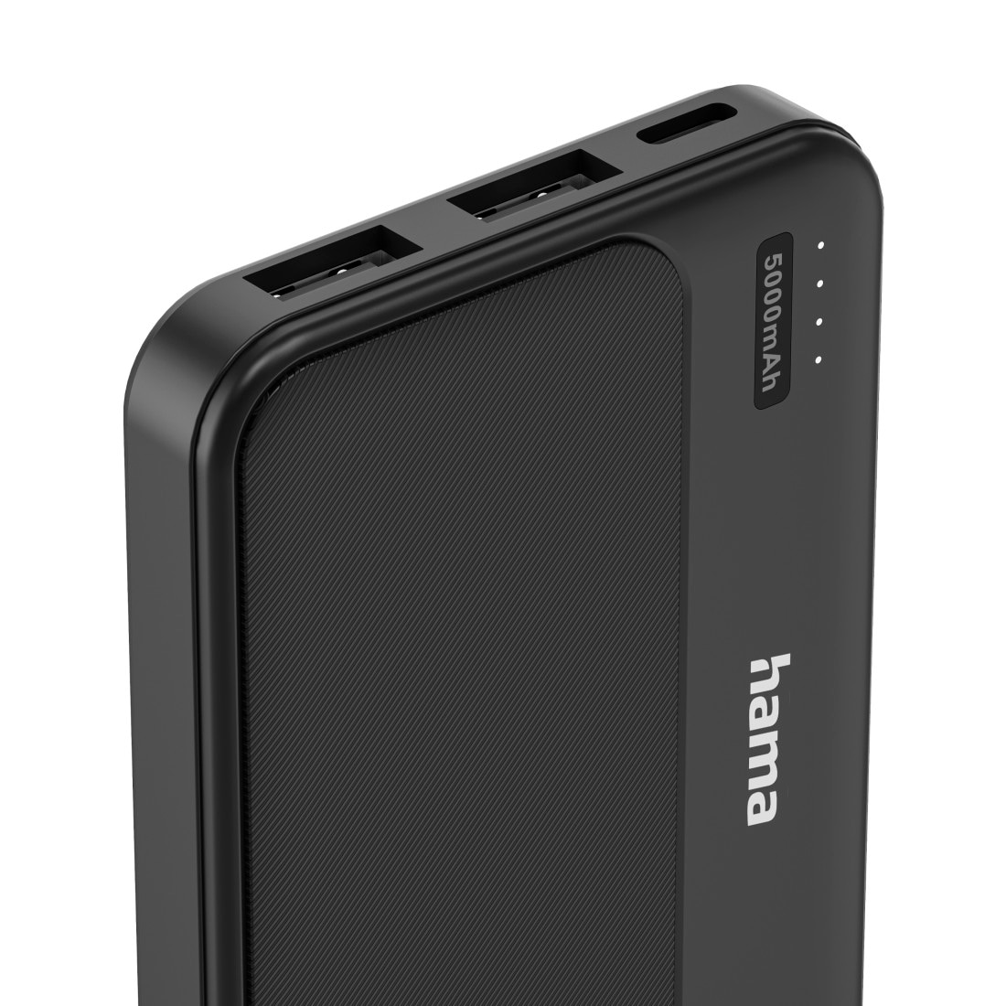 Hama Powerbank »Powerbank 5000 mAh mit 2x USB-A und USB-C Anthrazit« Fast Charge, LED-Kapazitätsanzeige, 2x USB-A, Schutzfunktionen