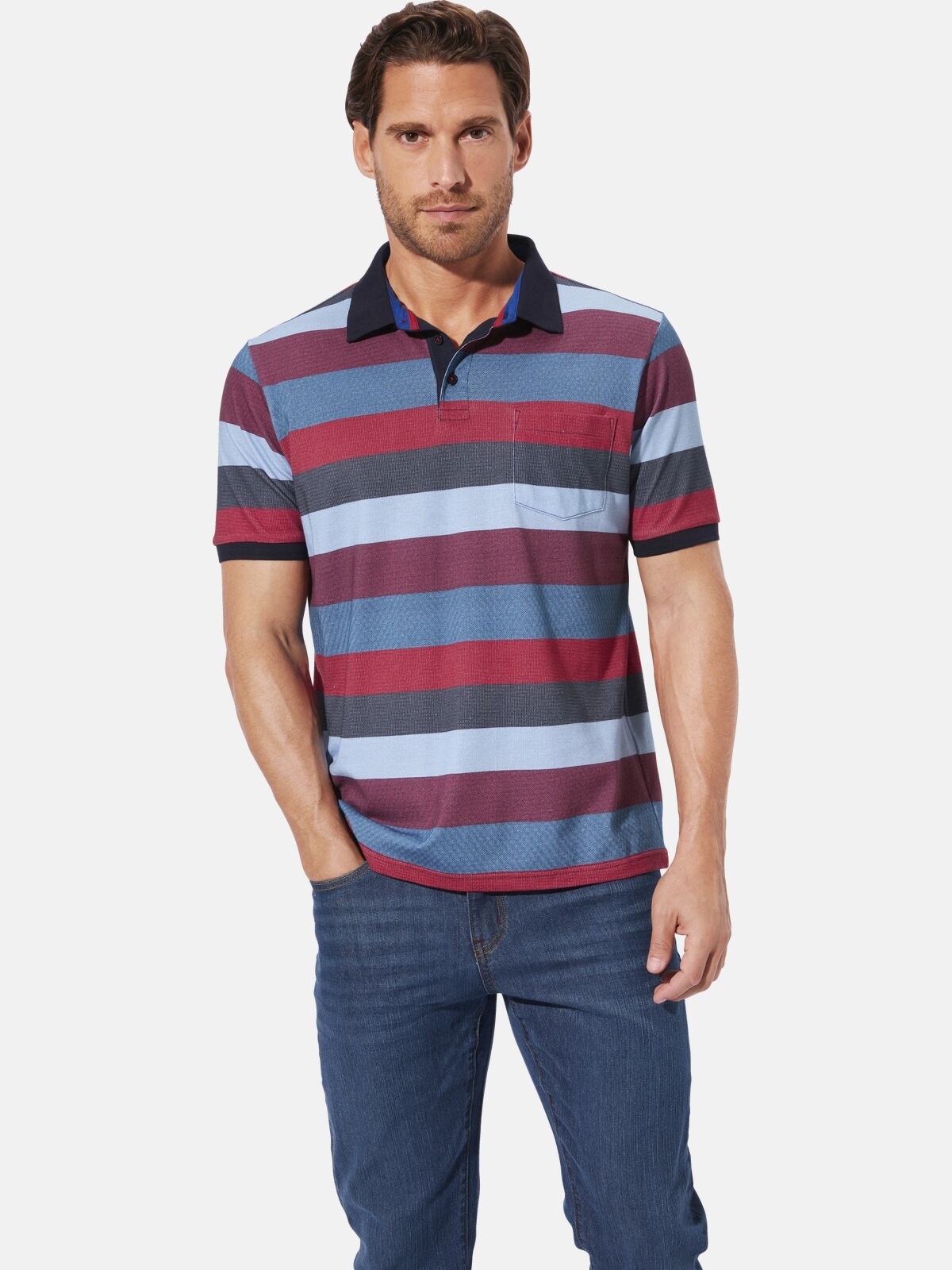 Poloshirt BABISTA "Poloshirt TAVELLA", Herren, Gr. M, rot (rot gestreift), Obermaterial: 100% Baumwolle CO., Shirts