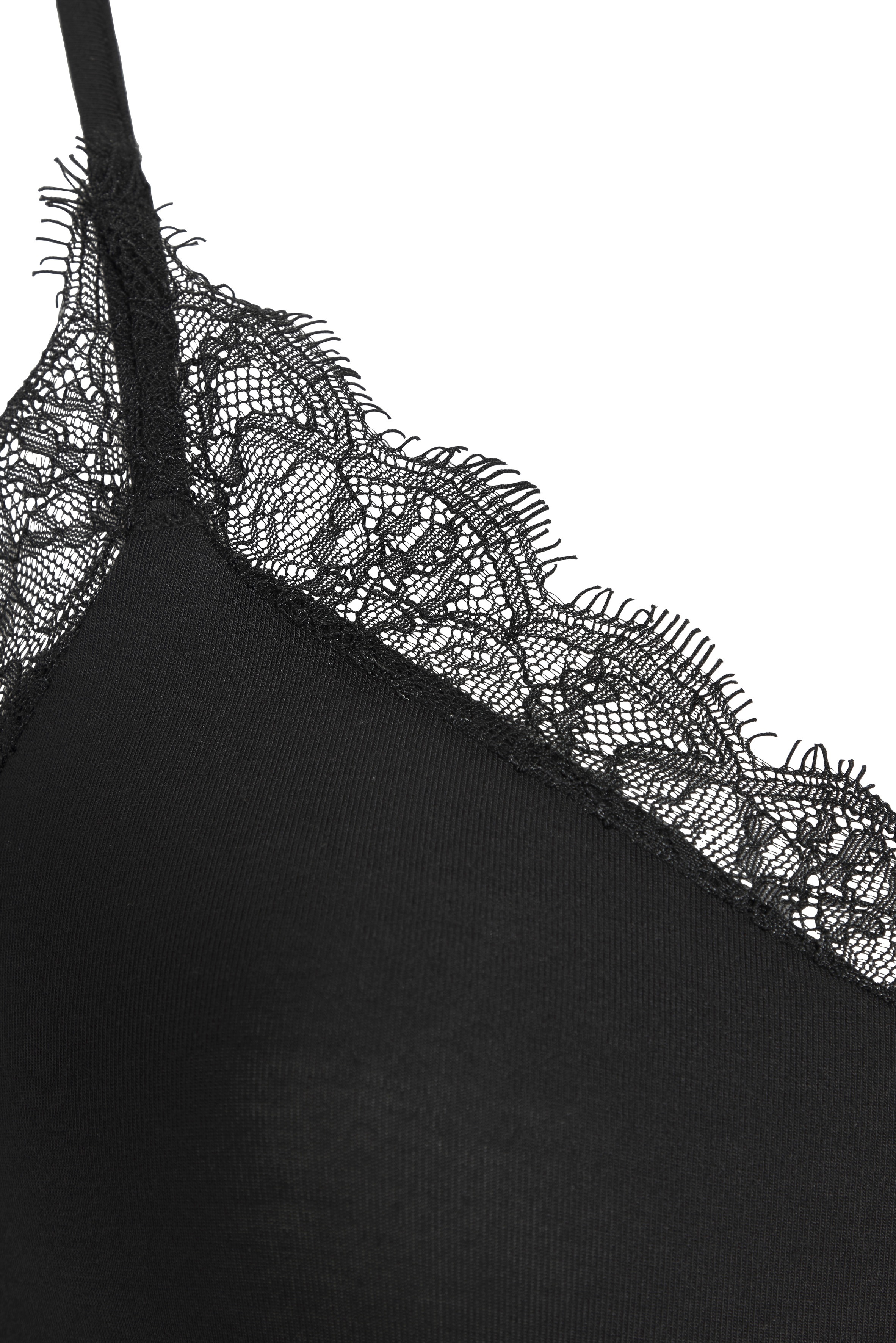 Thumbnail - s.Oliver Unterhemd tiefer V-Ausschnitt mit Spitzenkante, elastische Viskosemischung