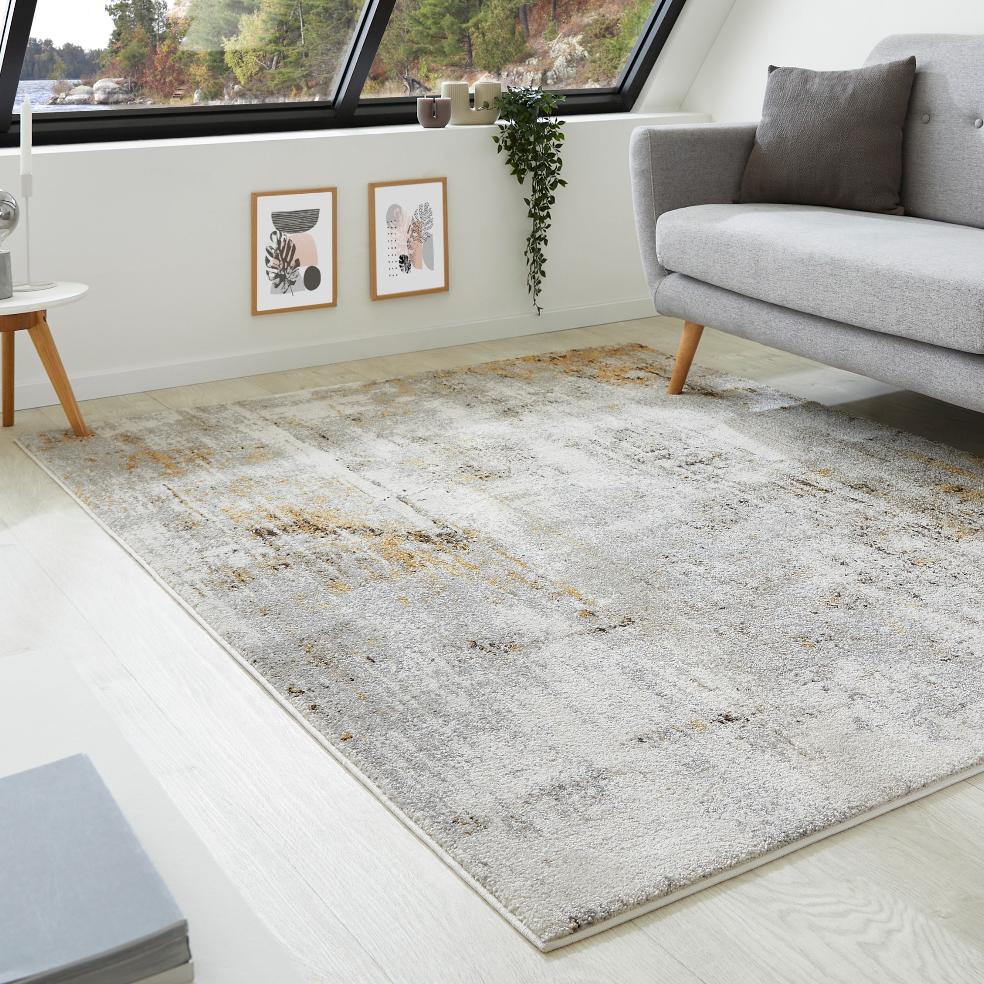 Teppich LUXOR LIVING "Montreal", bunt (grau, gelb), B:120cm H:12mm L:170cm, Polypropylen, Teppiche, Teppich, Kurzflor, modernes Design, Wohnzimmer, Schlafzimmer