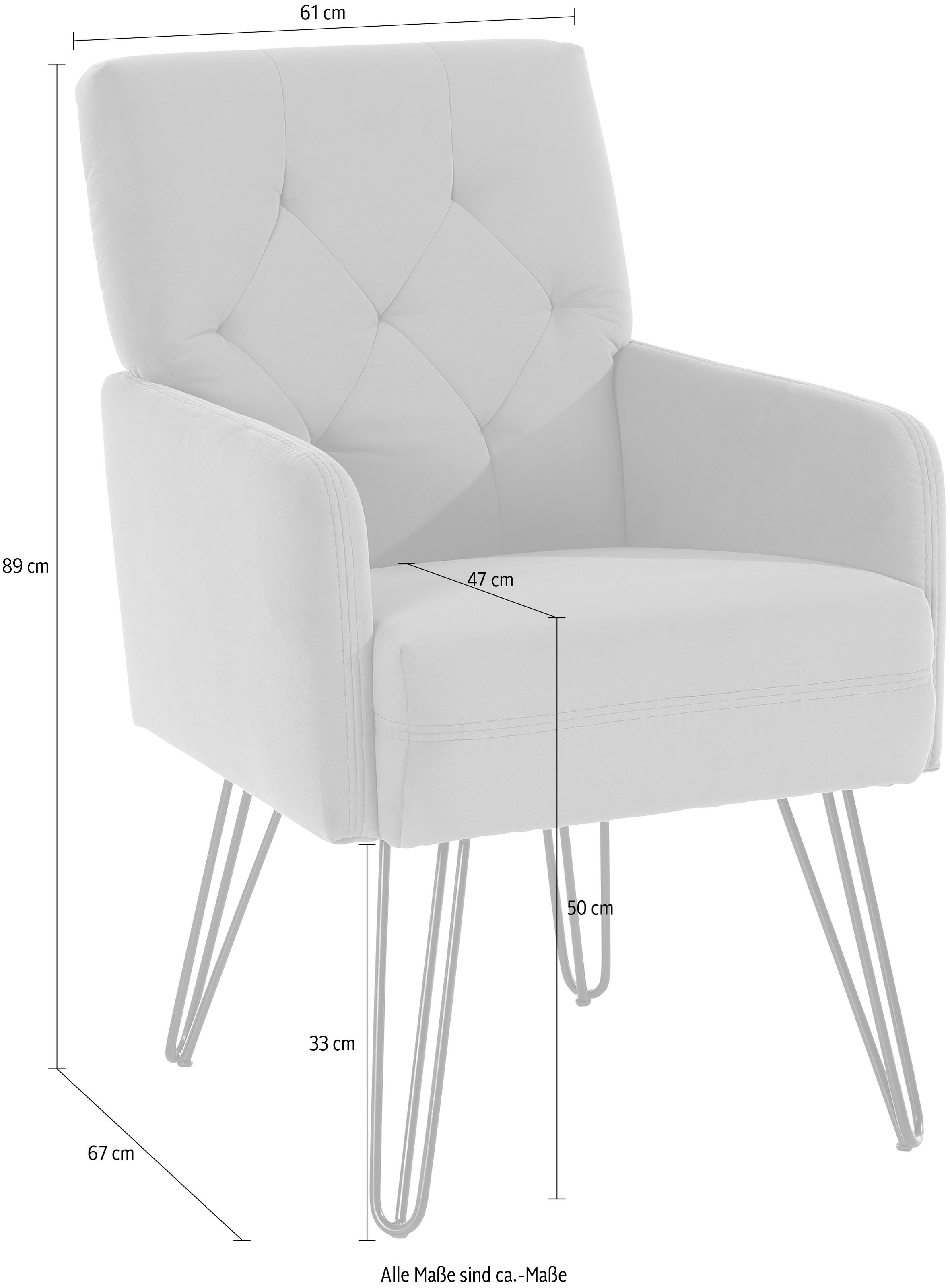exxpo - sofa fashion Sessel »Doppio, Loungesessel mit Designuntergestell, bequem und elegant«, aufwendige Rückenverarbeitung, Breite 61 cm