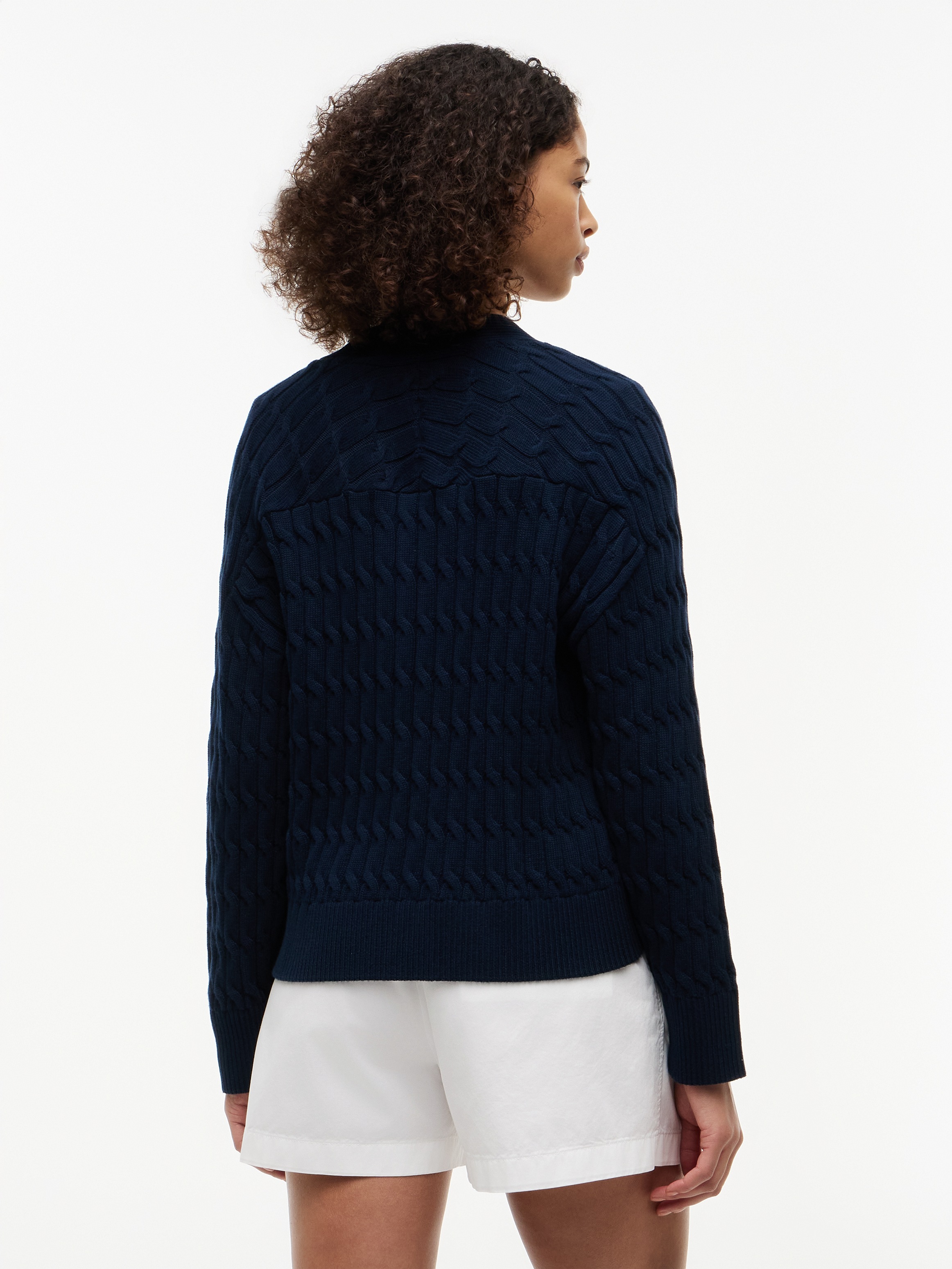 Tommy Hilfiger Strickjacke »MID GG CABLE V-NK LS CARDI« Baumwolle, mit Zopfstrickmuster