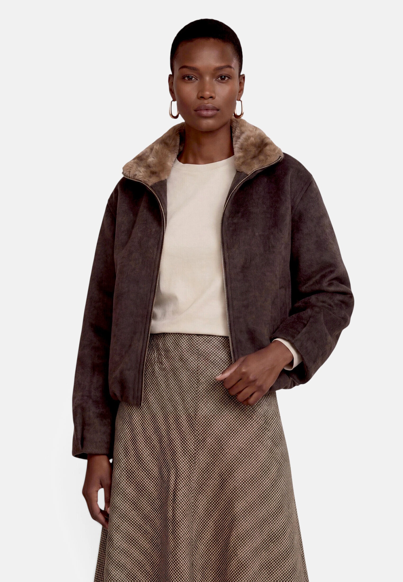 Zero Canvasjacke »Damen mit Kunstfellkragen«