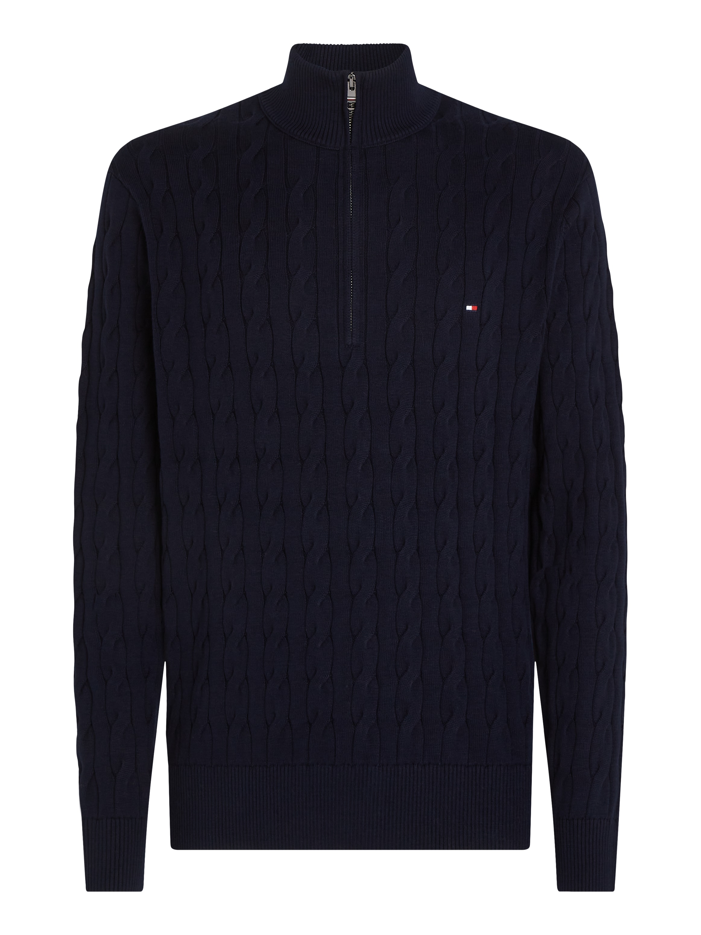 Tommy Hilfiger Strickpullover »CLASSIC COTTON CABLE ZIP MOCK«, mit modischem Zopfmuster