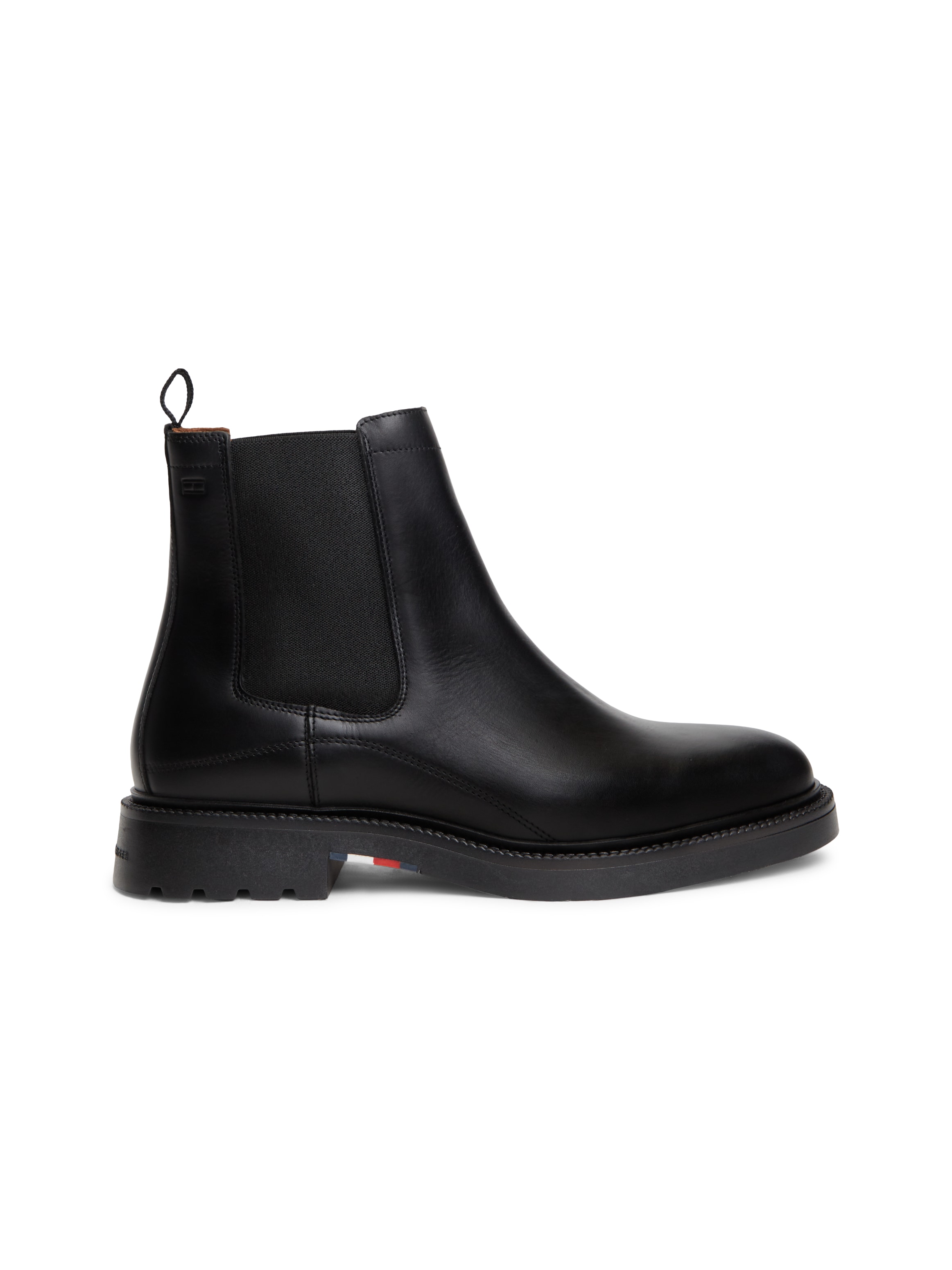Tommy Hilfiger Chelseaboots »CORPORATE CASUAL LTH CHELSEA«  Blockabsatz, Stiefelette mit beidseitigem Stretcheinsatz, schmale Form
