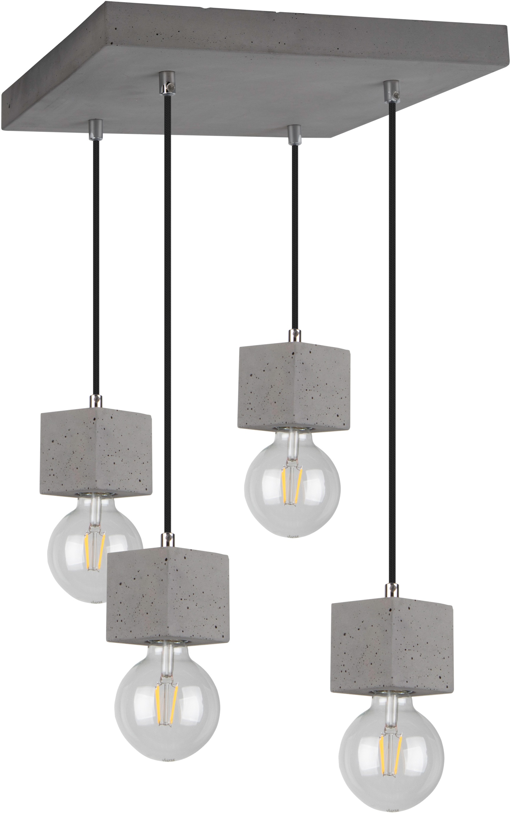 SPOT Light Pendelleuchte »STRONG SQUARE«, 4 flammig, Leuchtmittel E27 | ohne Leuchtmittel, Hängeleuchte, Echtes Beton, Ideal für Vintage-Leuchtmittel