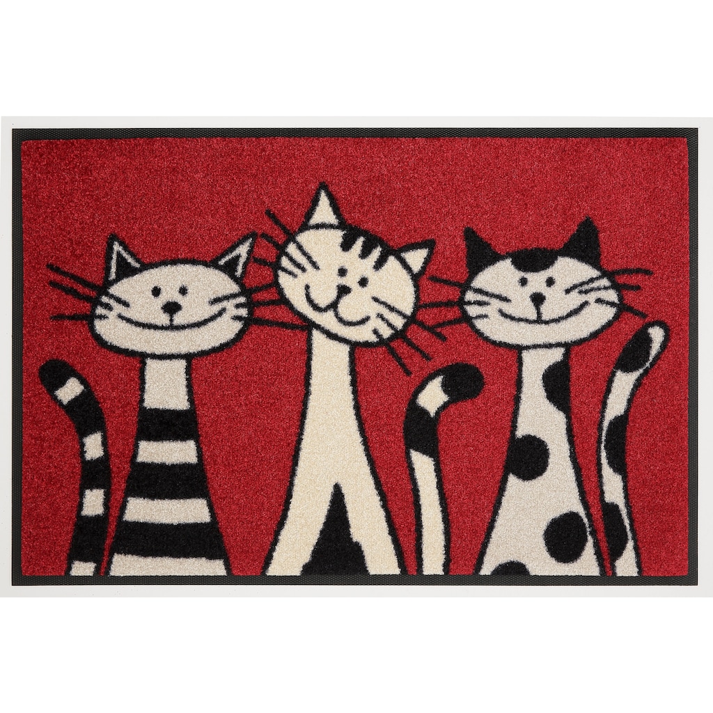 wash+dry by Kleen-Tex Fußmatte »Three Cats«, rechteckig, Schmutzfangmatte, Motiv Katzen, rutschhemmend, waschbar