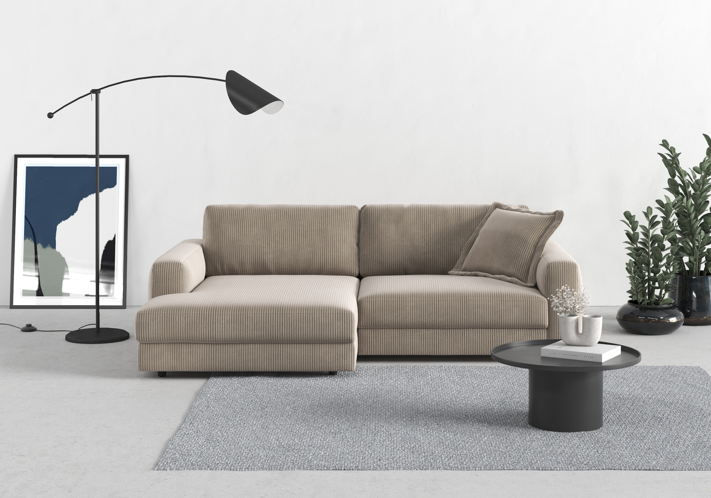 TRENDMANUFAKTUR Ecksofa "Bourbon Mega Ecke mit tollem Sitzkomfort, Breite 250cm, L-Form" mit extra hohem Sitzkomfort, auch in Cord erhältlich