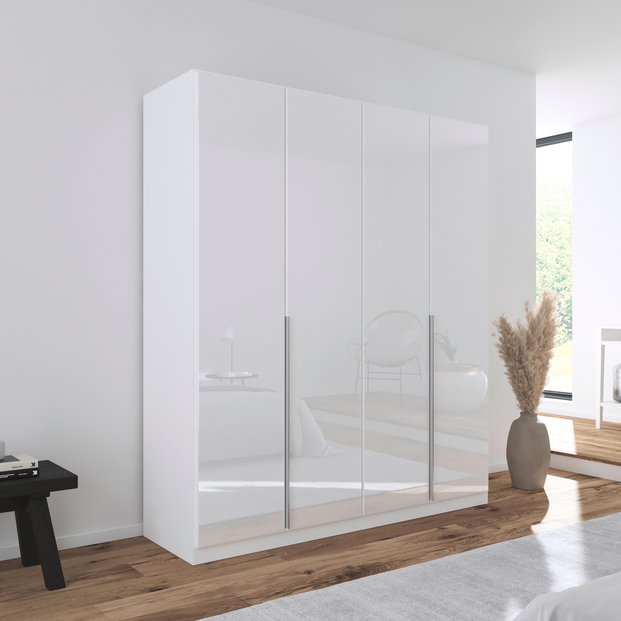 rauch Drehtürenschrank »Kleiderschrank Kleiderschränke Schrank Garderobe AGORDO mit Glasfront«, (in zwei Griff-Farben), durchdachte Innenausstattung, in 6 Breiten und 2 Höhen MADE IN GERMANY