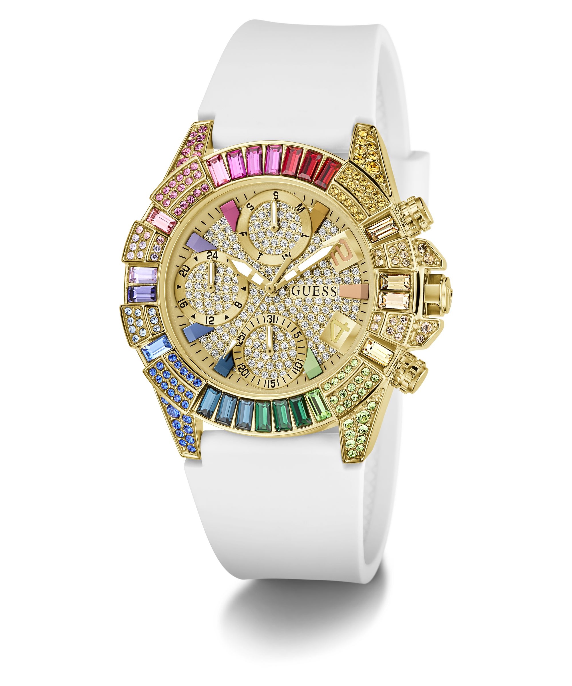 Guess Multifunktionsuhr »TRUE« Quarzuhr, Armbanduhr, Damenuhr, Silikonarmband, analog, Wochentag, Tag