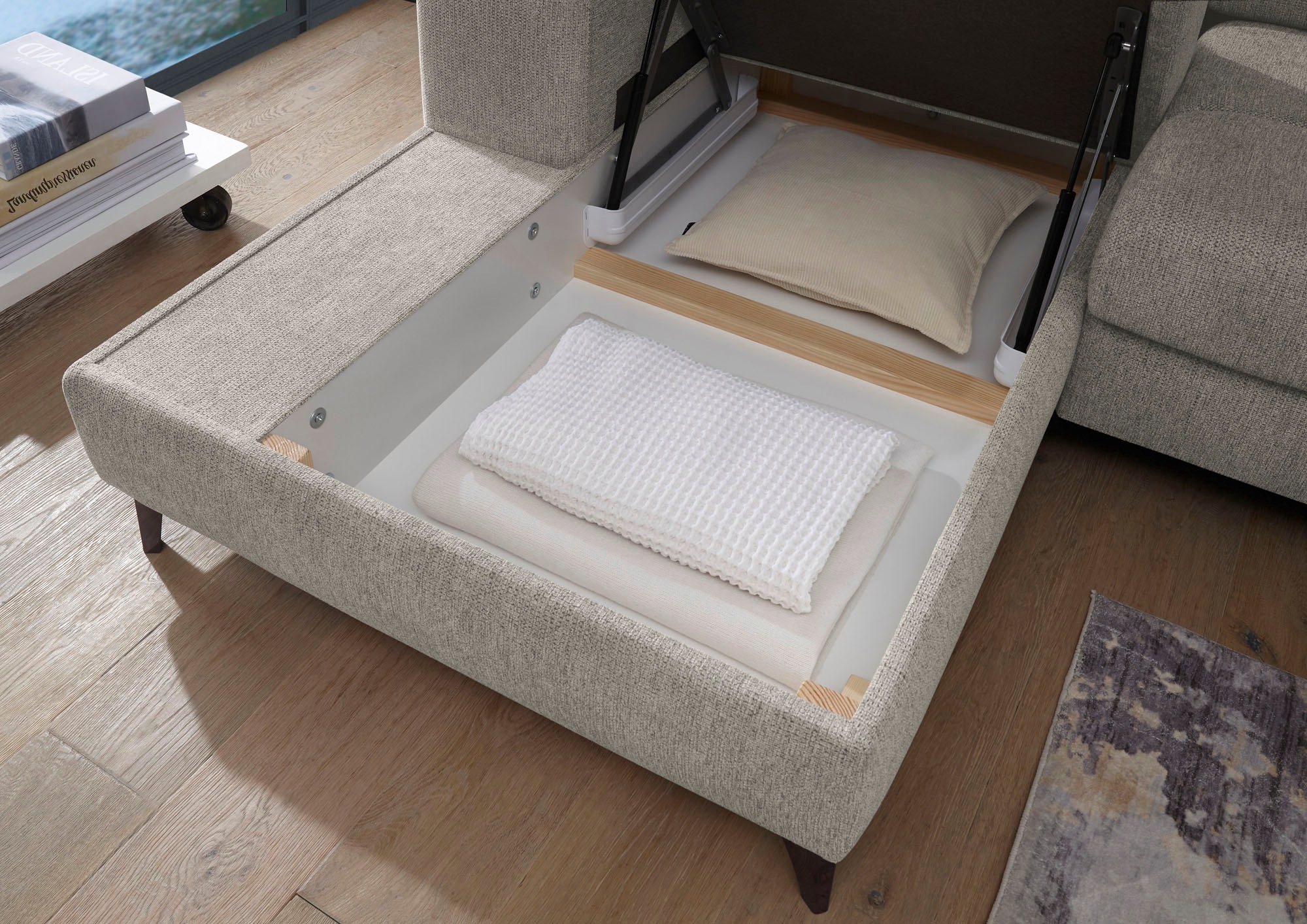 ED EXCITING DESIGN Ecksofa »Sydney L-Form«, mit Bettfunktion, Bettkasten, Kopfteilverstellung & 2 Zierkissen