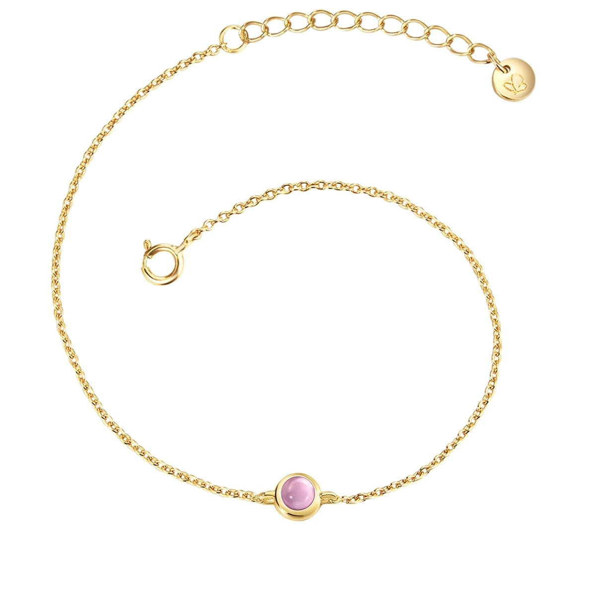 Damen Gliederarmband "GSM4003", Materialmixgelbgold, lila, GLANZSTÜCKE MÜNCHEN, Materialmix, Armb änder, mit Amethyst