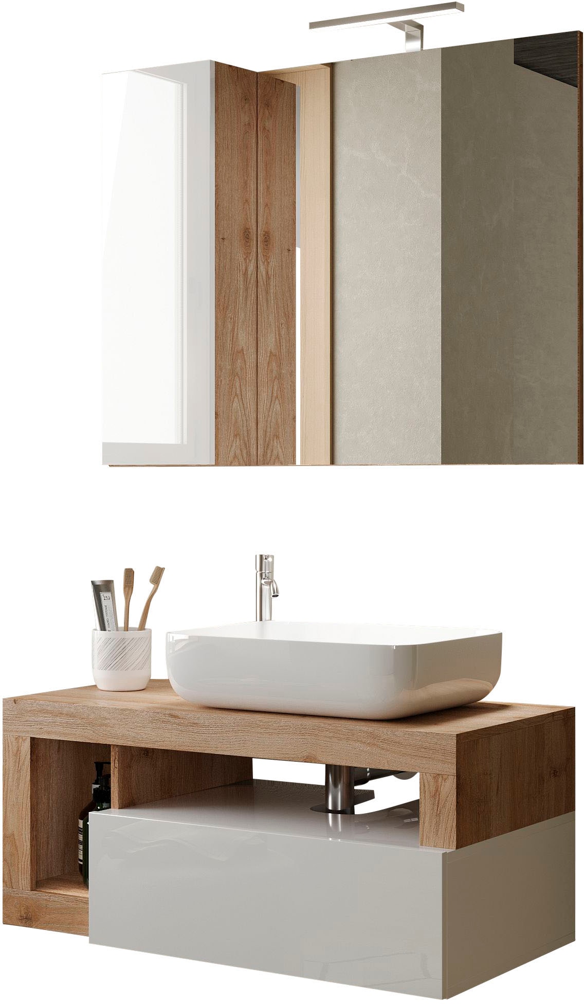 welltime Badmöbel-Set "Hamburg, Badezimmerset 2tlg. Breite 92 cm, Badmöbel, günstig online kaufen