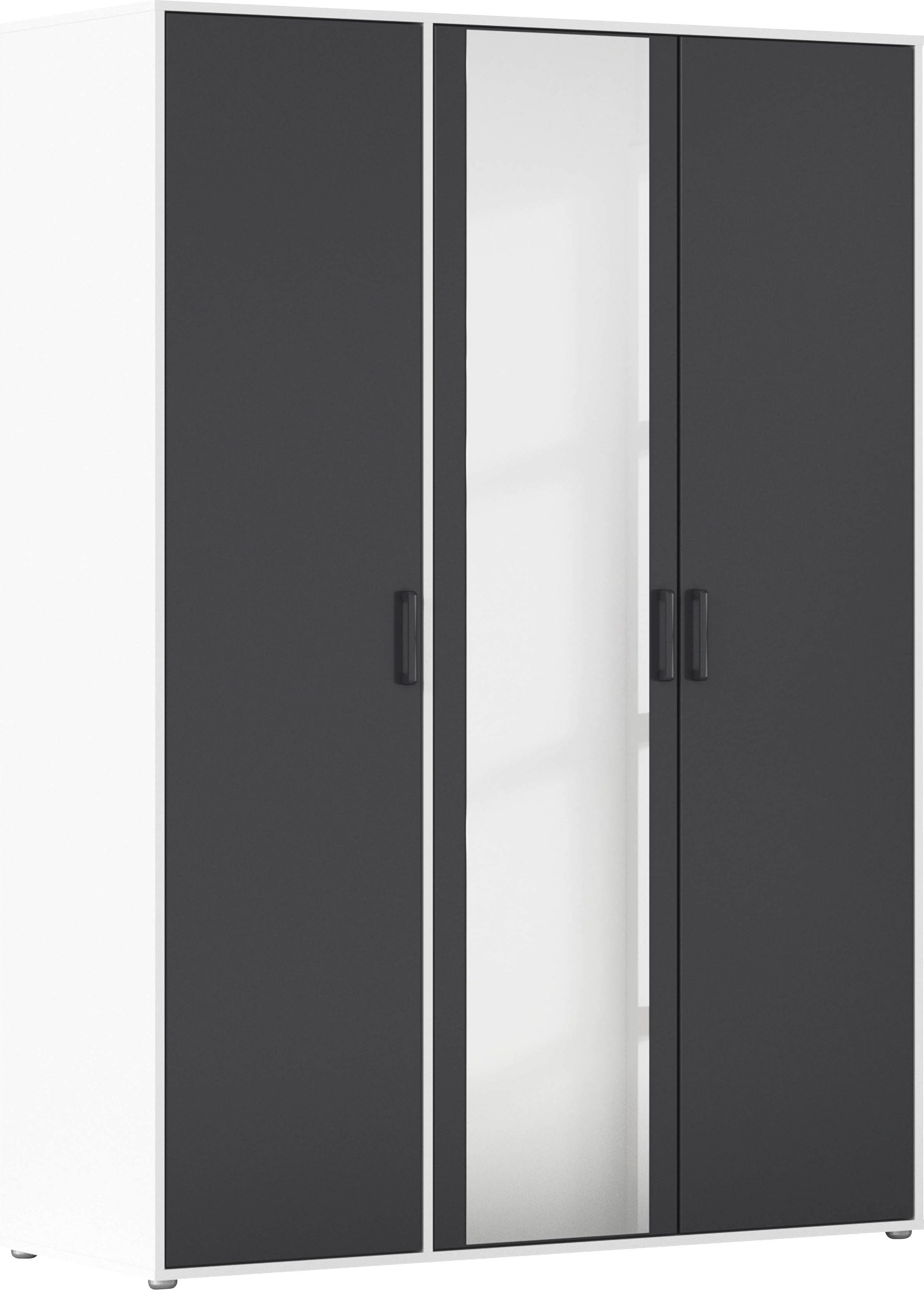 rauch "Kleiderschrank Schrank Garderobe Wäscheschrank VOYAGER" in 3 verschiedenen Ausstattungen BASIC/CLASSIC/PREMIUM, mit modernen Griffen in Graumetallic und Spiegel
