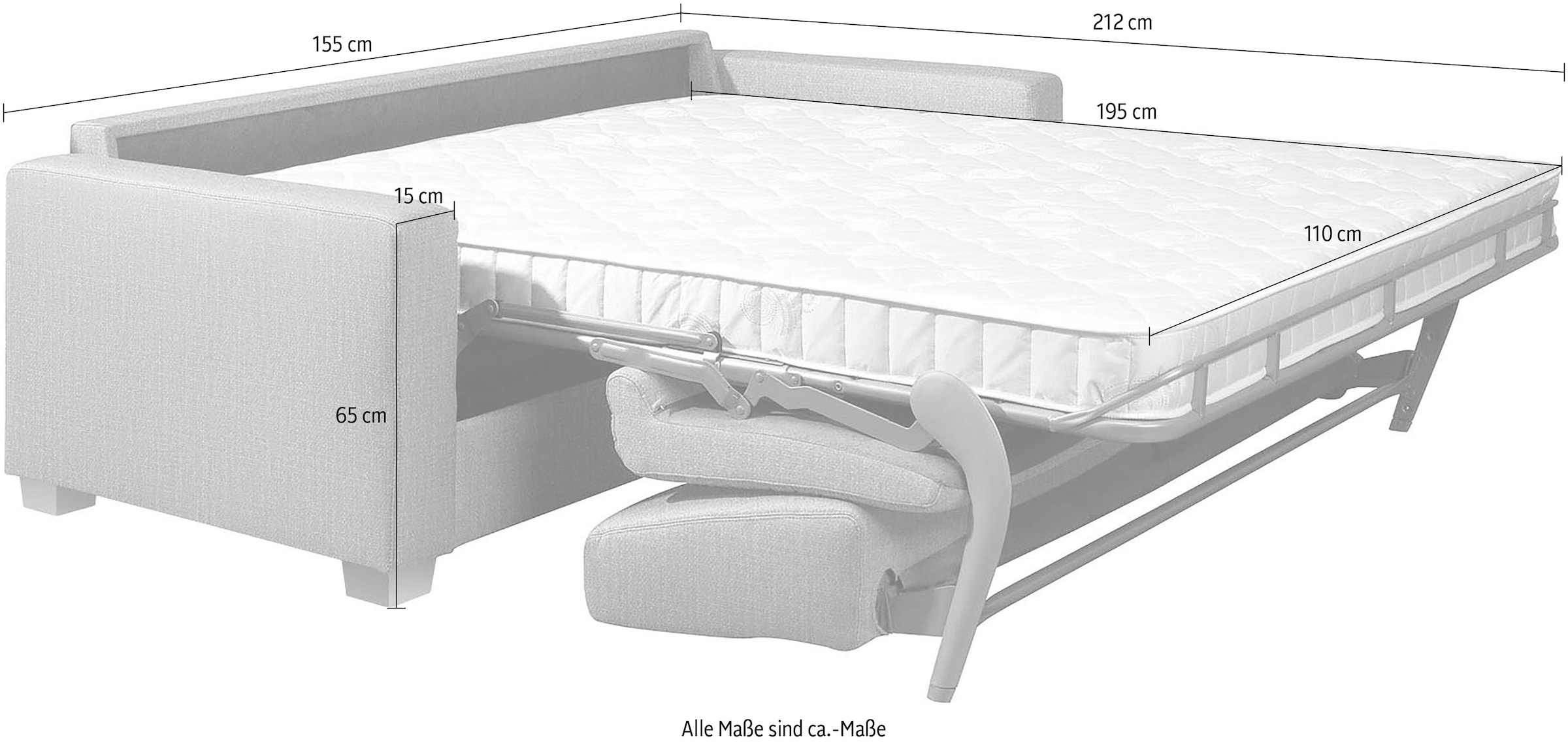 alina Schlafsofa »Verdi«, mit echter Kaltschaummatratze, zum Ausklappen, Breite 155 cm