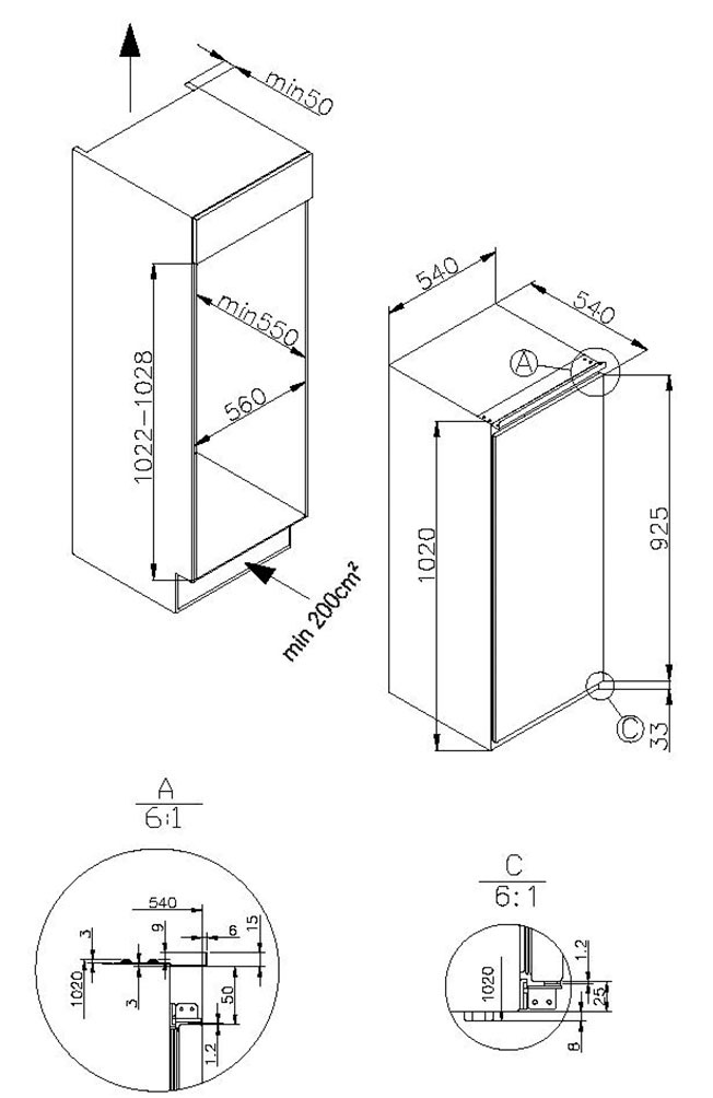 Amica Einbaukühlschrank »EVKSS 351 216«, Inverter Kompressor