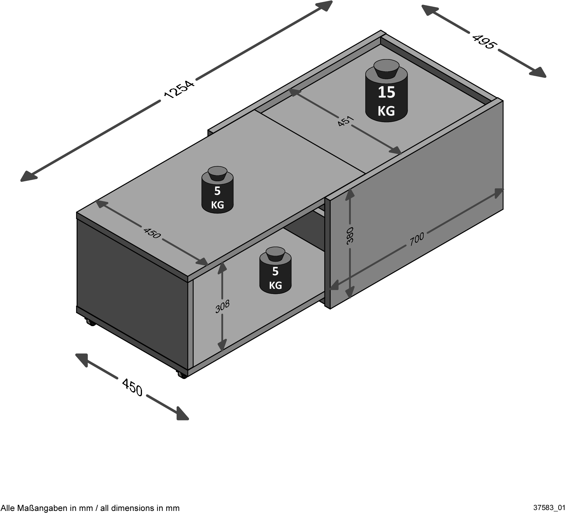 FMD Couchtisch »Slide 1«, ausziehbar