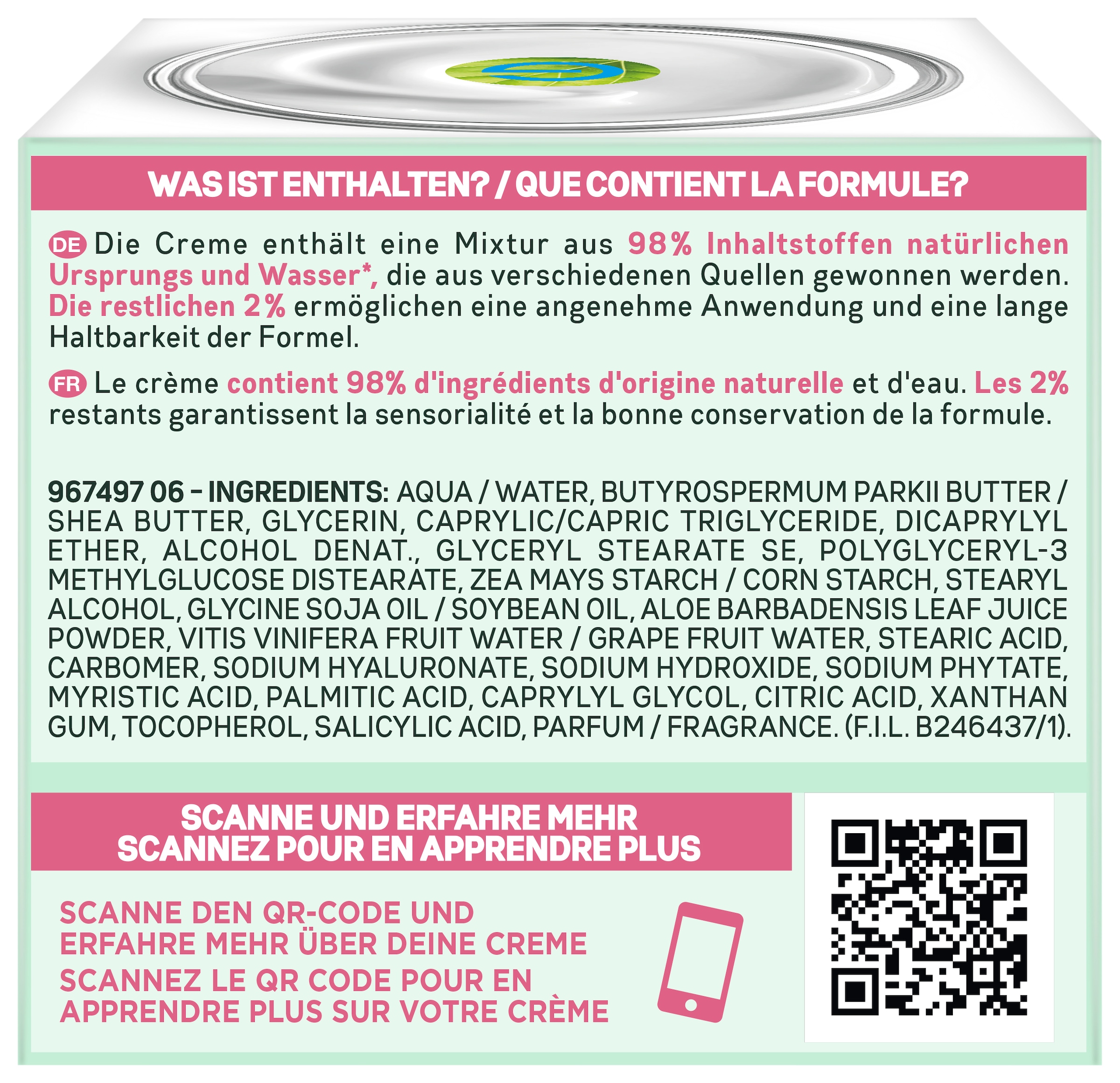 GARNIER Gesichtsgel »Garnier Hyaluron Aloe Reichhaltige Tagescreme«, mit hoher Wirksamkeit
