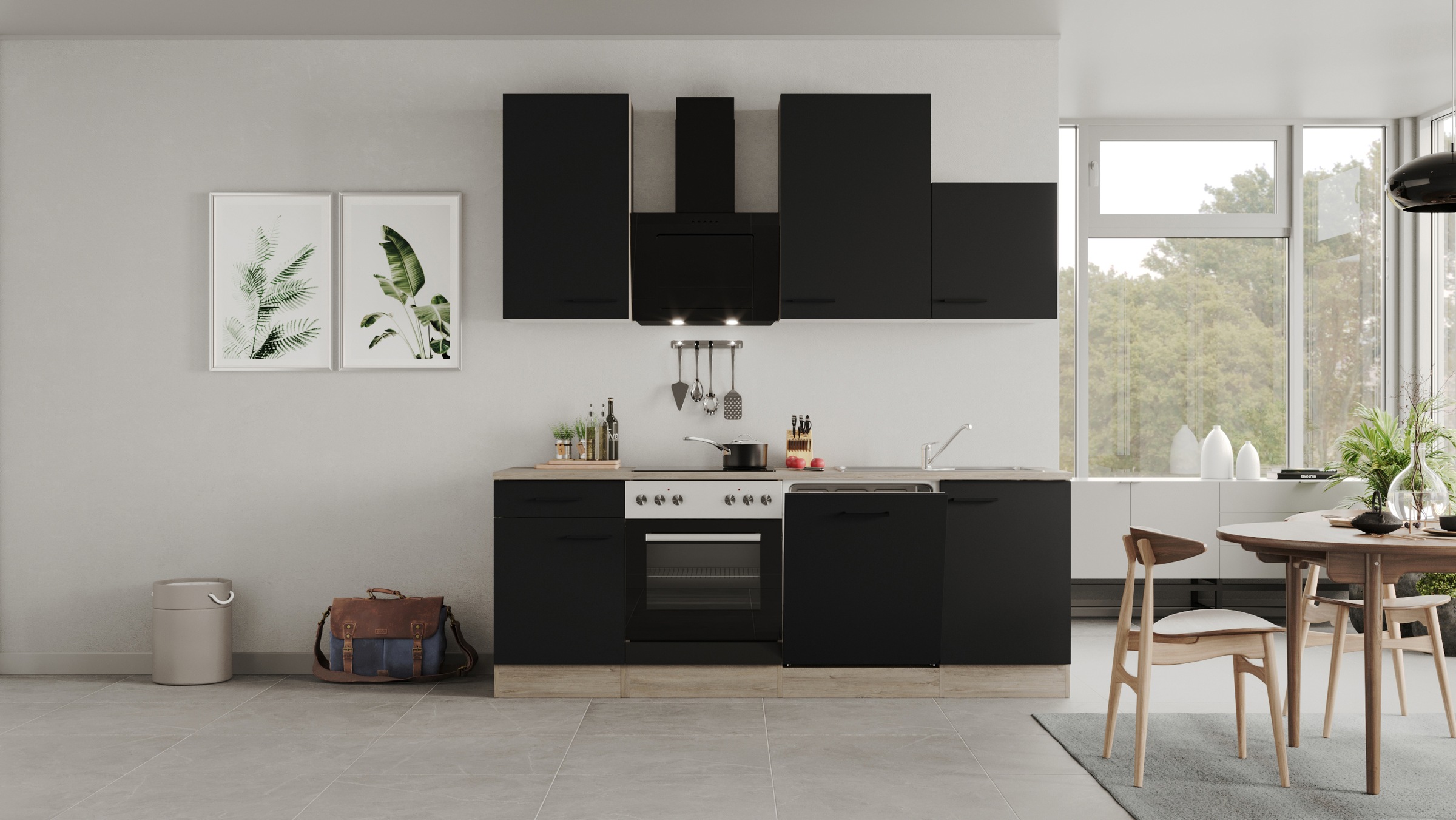 Flex-Well Küchenzeile »Capri«, mit und ohne E-Geräten erhältlich, Gesamtbreite 220 cm