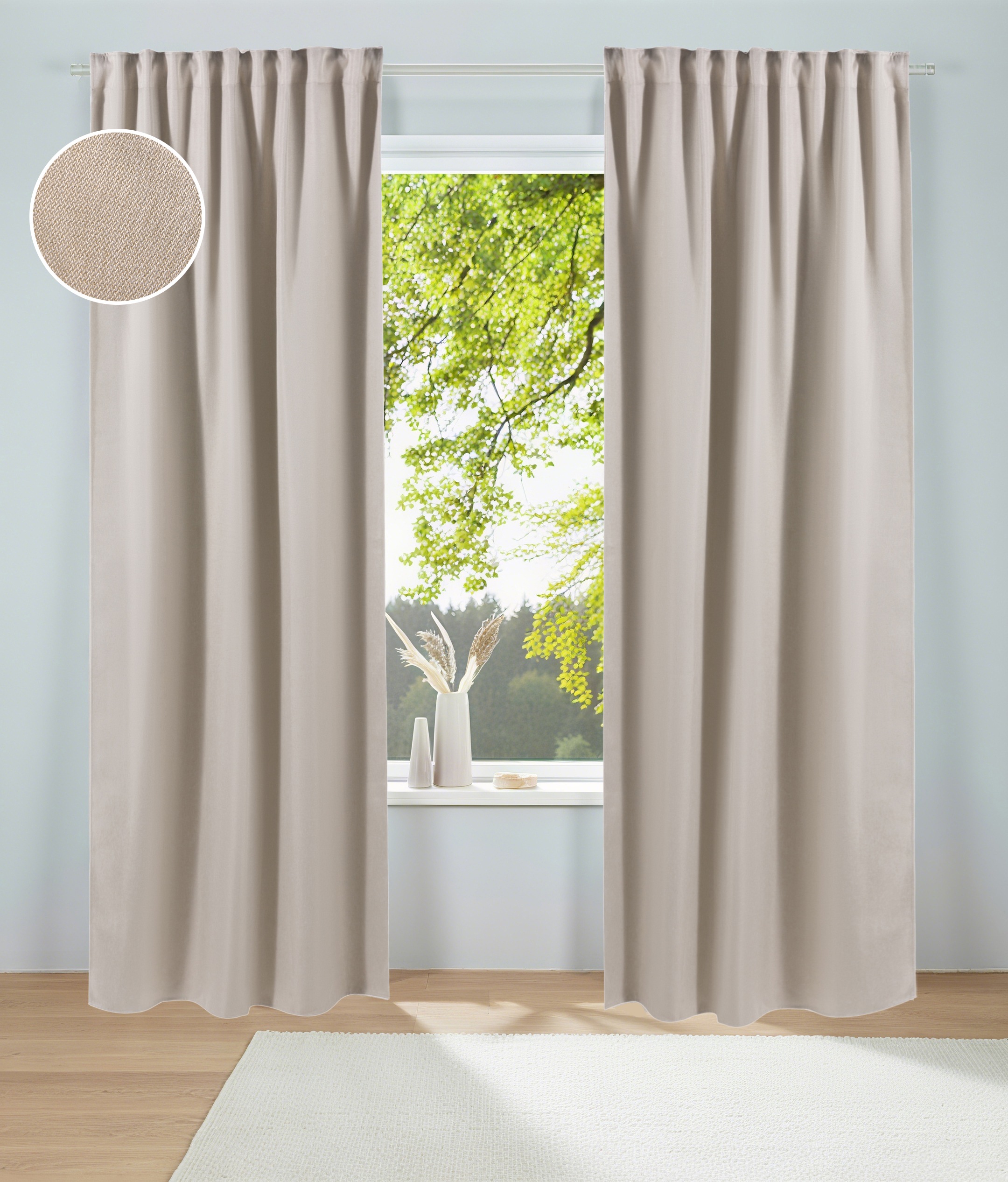 Gardine MY HOME, B:135cm H:245cm, beige, Polyester, Gardinen, "Alcide"