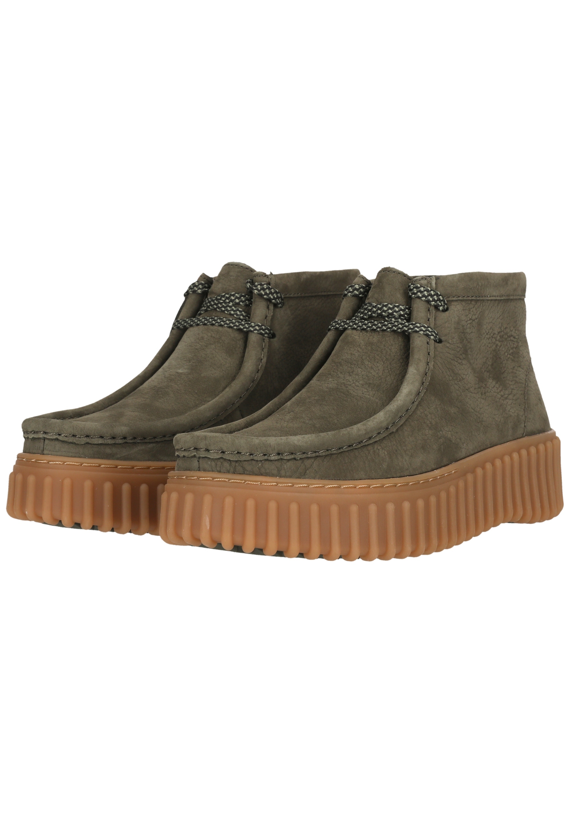 Clarks Schnürschuh »Torhill Moss Dark Green Nub«  mit charakteristischer, gerippter Sohle