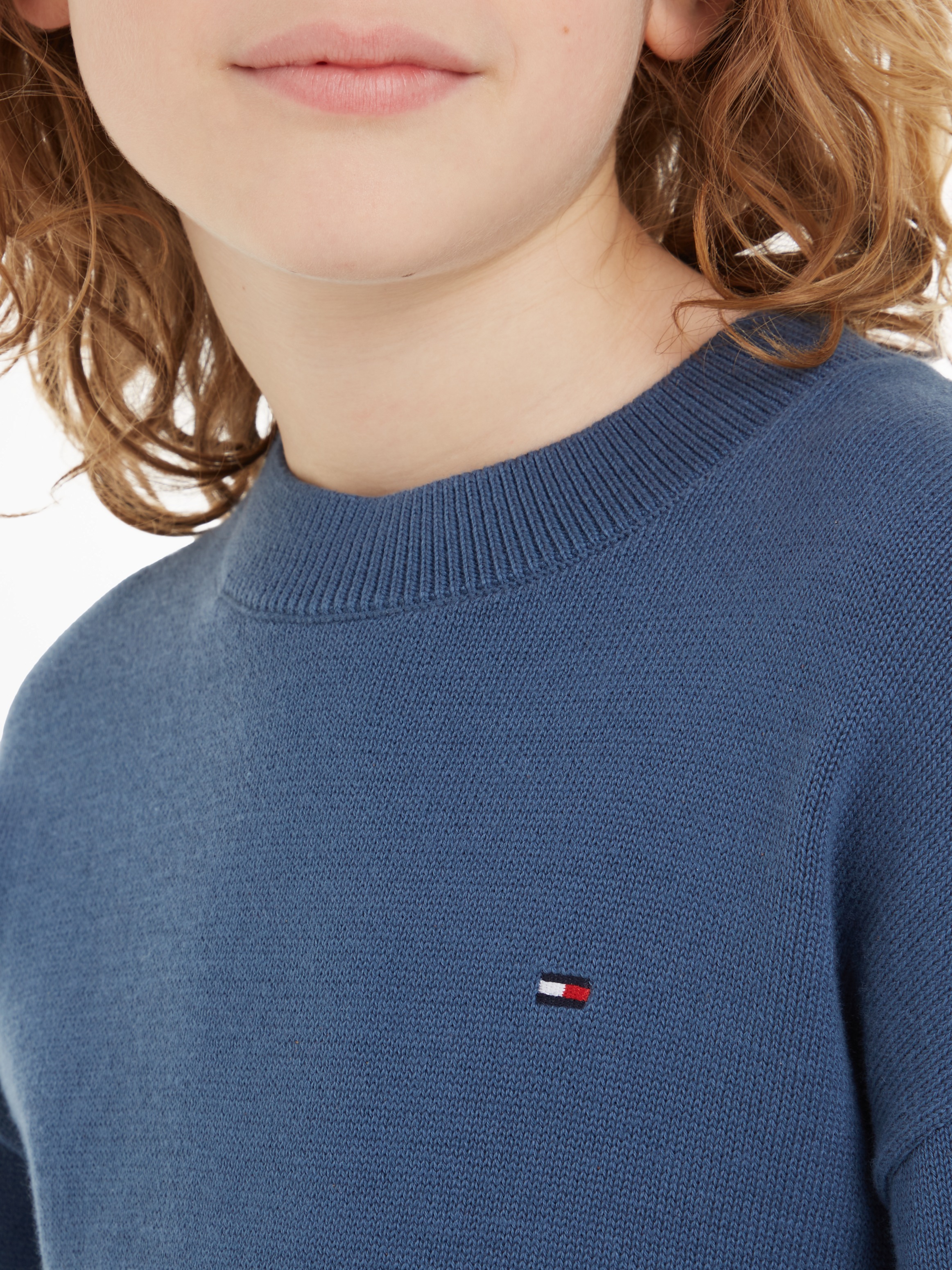 Tommy Hilfiger Strickpullover »ESSENTIAL SWEATER«, Kinder bis 16 Jahre mit Logostickerei