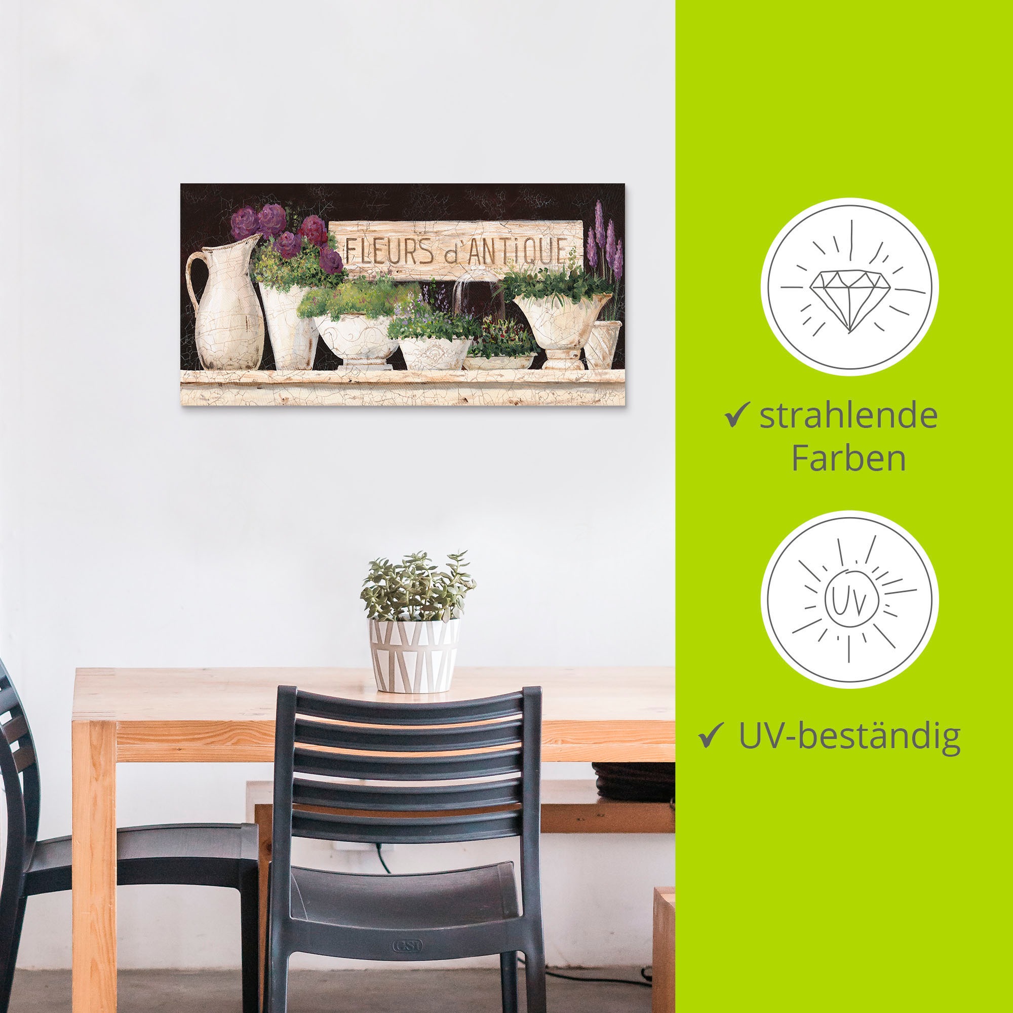 Artland Wandbild »Antike Blumen«, Vasen & Töpfe, (1 St.), als Alubild, Outdoorbild, Leinwandbild, Poster, Wandaufkleber