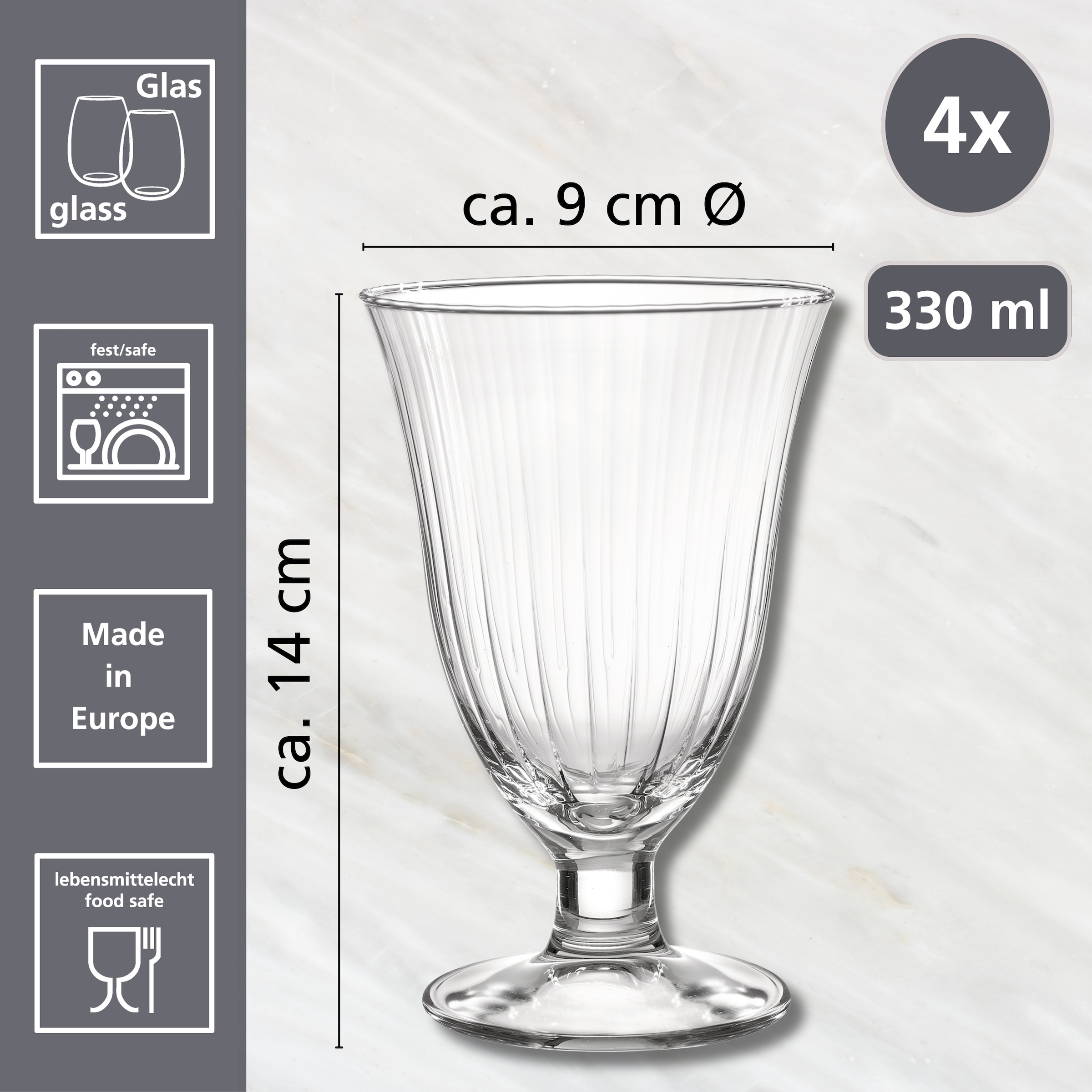 Ritzenhoff & Breker Gläser-Set »Perpetuo«, (Set, 4 tlg.), Trinkglas im 4er Set, je 330 ml