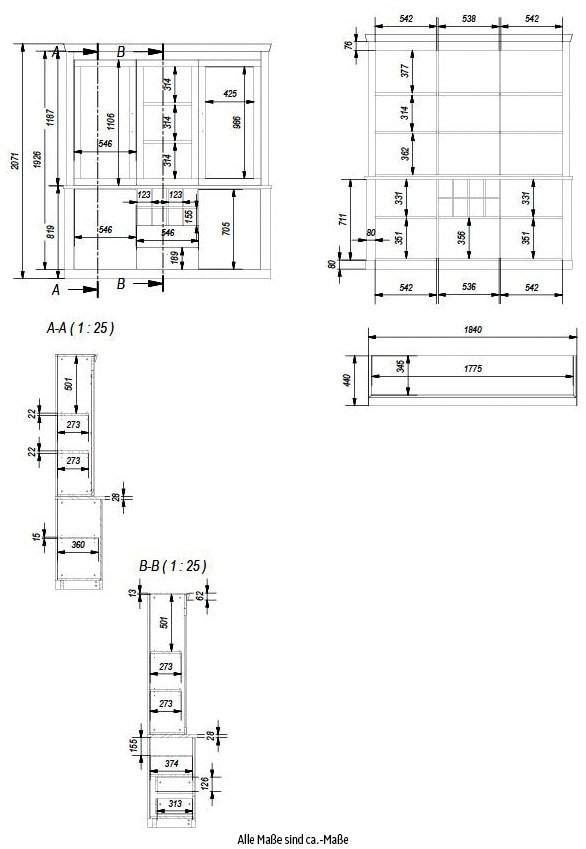 Griffe Home affaire Landhausstil, im | aus kaufen cm Höhe BAUR »RAVENNA«, romantischen Buffet 207 Metall,