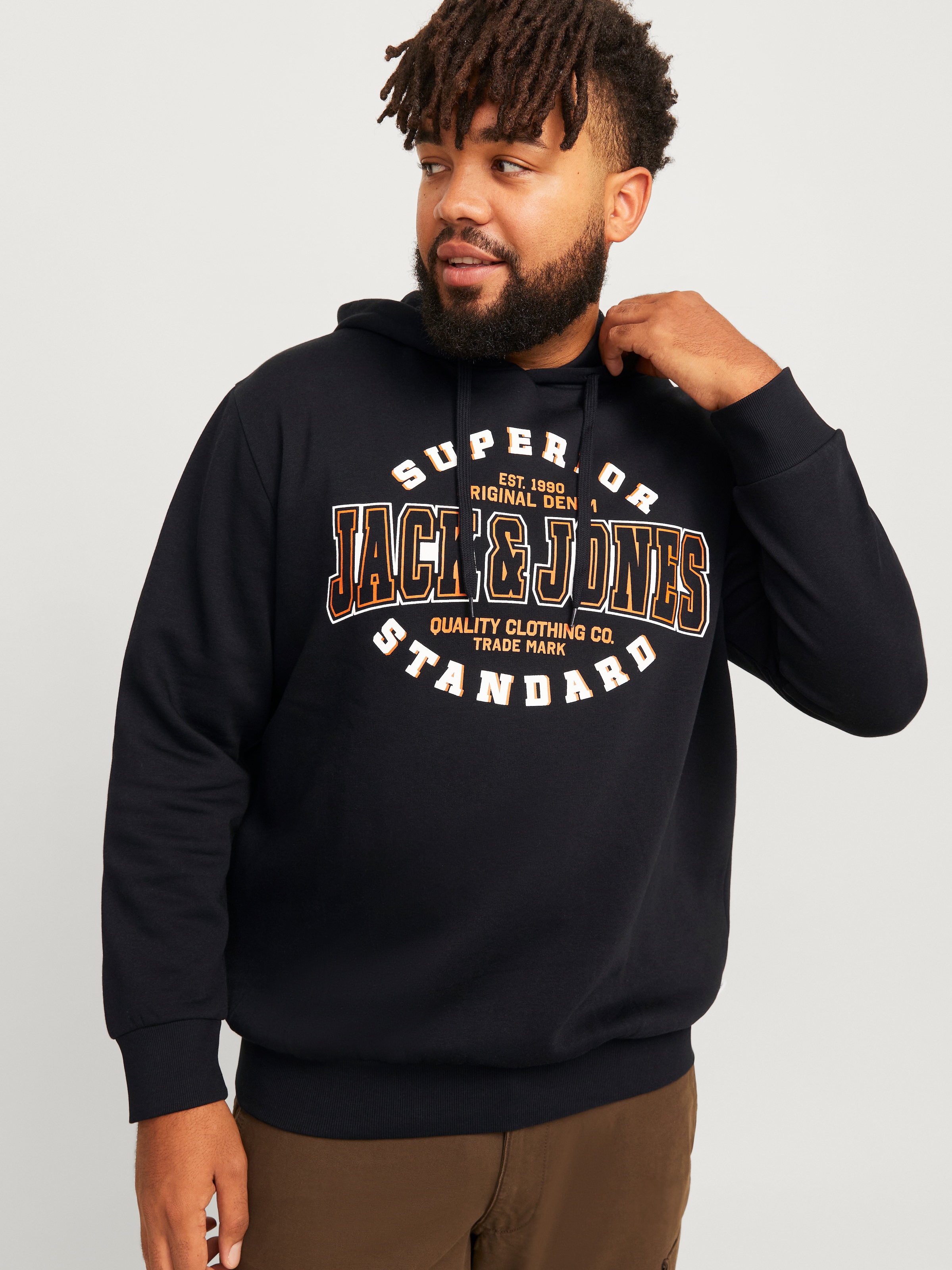 Jack & Jones PlusSize Hoodie »JJELOGO SWEAT HOOD 2 COL 24/25 NOOS PLS«, mit Logo Frontprint