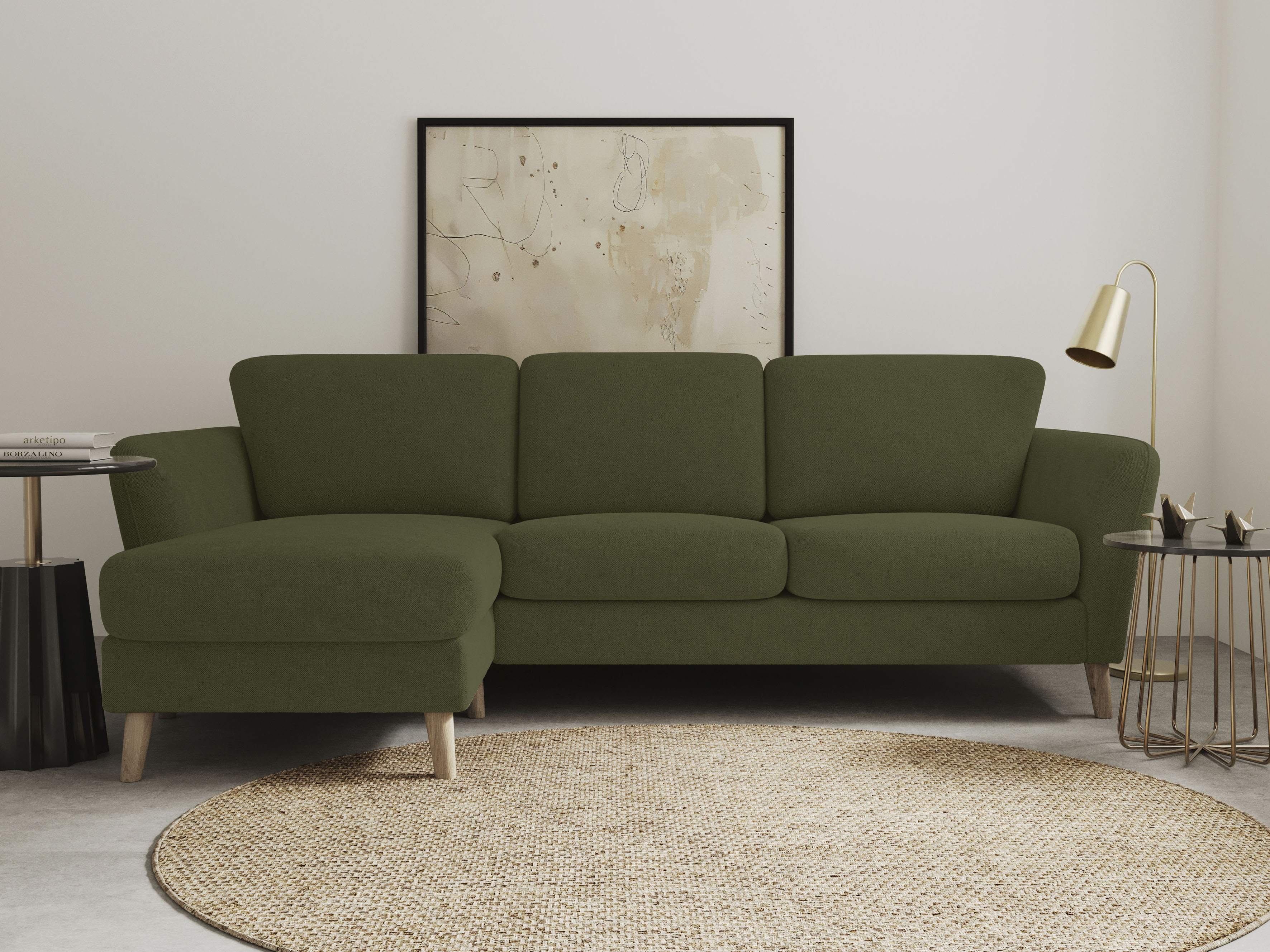 OTTO home Ecksofa "MARSEILLE (242/152cm),L-Form, Rec. rechts/links" Massivholzbeine aus Eiche, in verschieden Bezügen und Farbvarianten