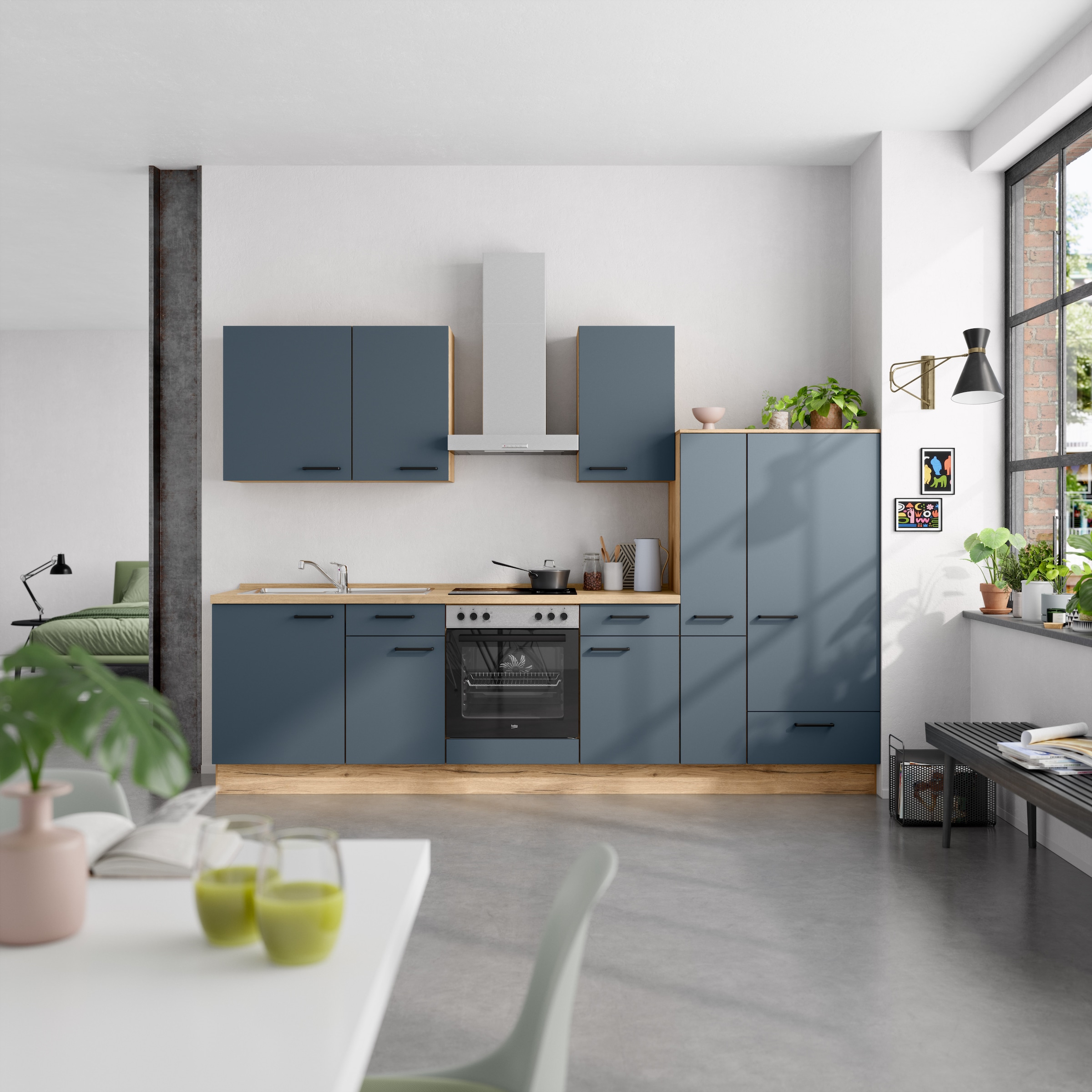 nobilia® Küchenzeile »"Easytouch I"«, vormontiert, Ausrichtung wählbar, Breite 300 cm, wahlw. mit E-Geräten