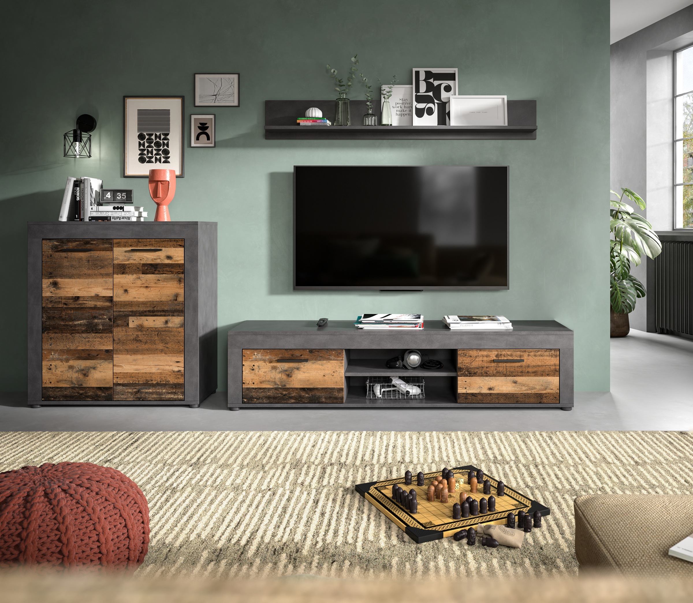 INOSIGN Wohnzimmer-Set "Aosta, Breite 255cm, bestehend aus Highboard, Lowbo günstig online kaufen