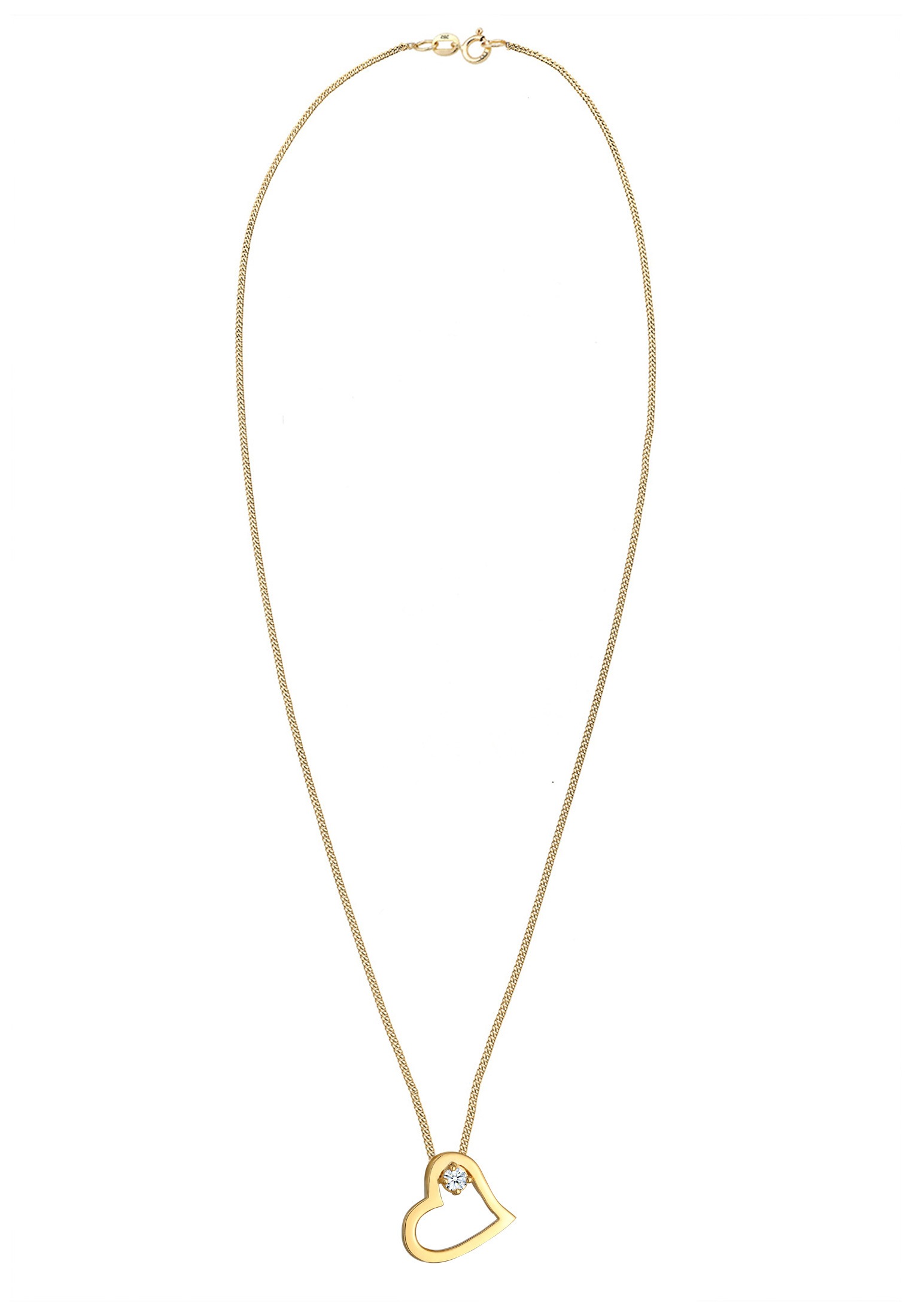 Elli DIAMONDS Collierkettchen »Herz Diamant Weiß Brillantschliff (0.03ct) 585 Gelbgold«