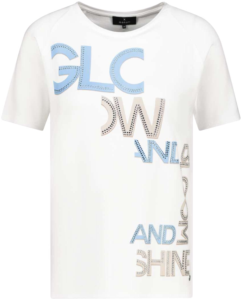 Monari Rundhalsshirt, mit Buchstabendruck und Glitzersteinchen