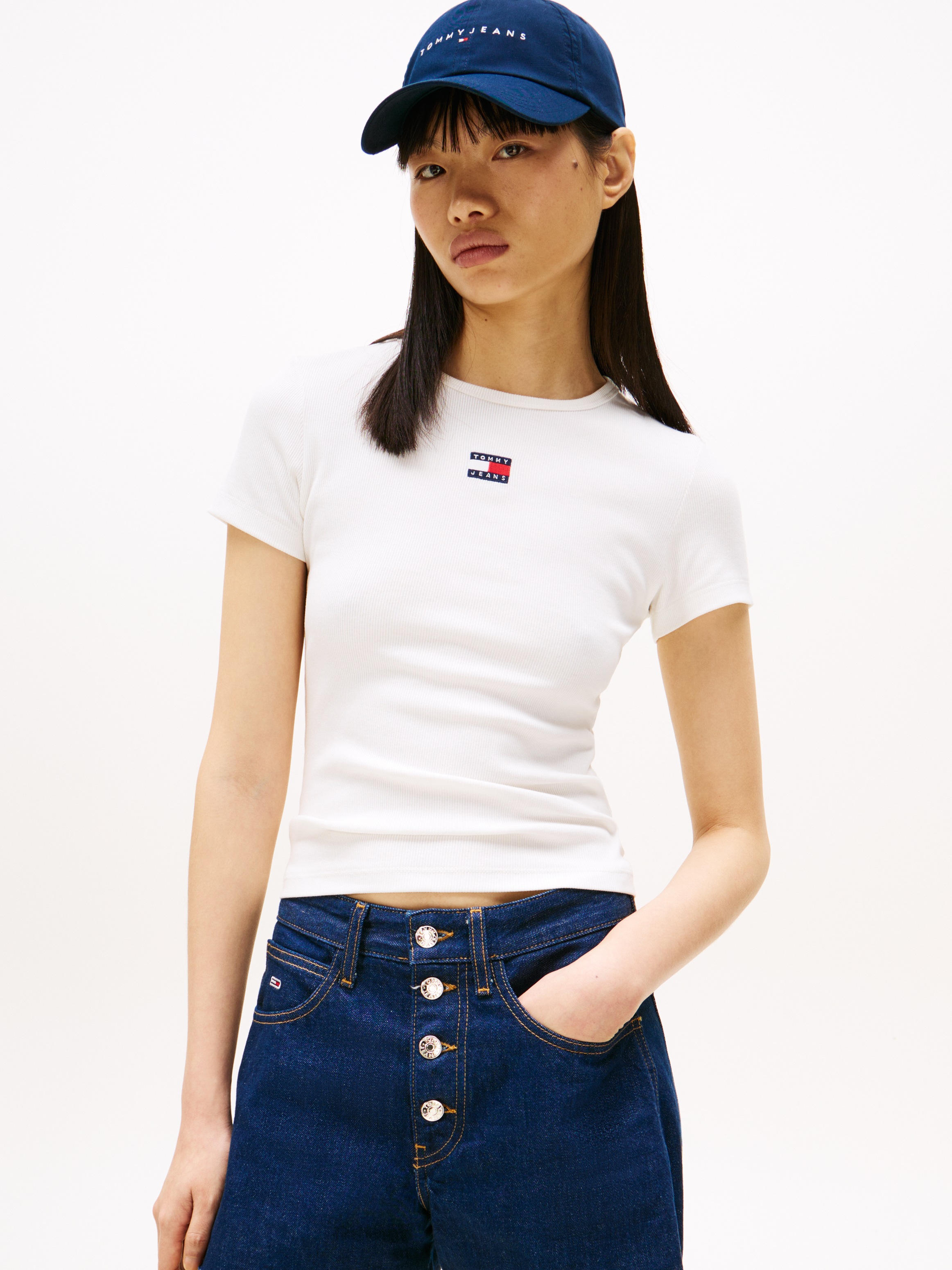 Tommy Jeans T-Shirt "TJW SLIM BADGE RIB TEE", in Rippoptik günstig online kaufen