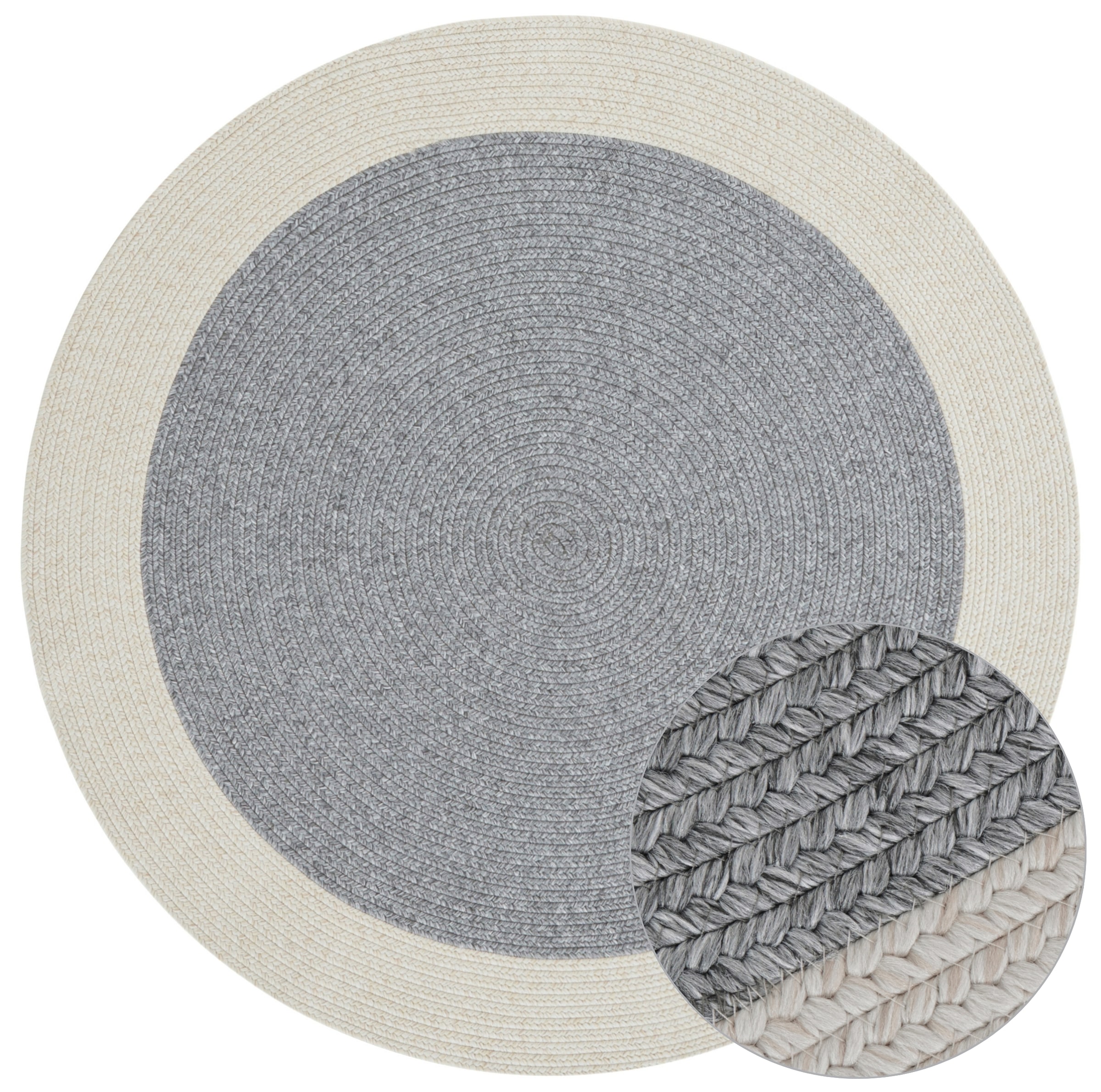 NORTHRUGS Teppich »Trenzado«, rund, 10 mm Höhe, In- & Outdoor, Handmade-Look, Gewebt, Wetterfest, Balkon, Wohnzimmer