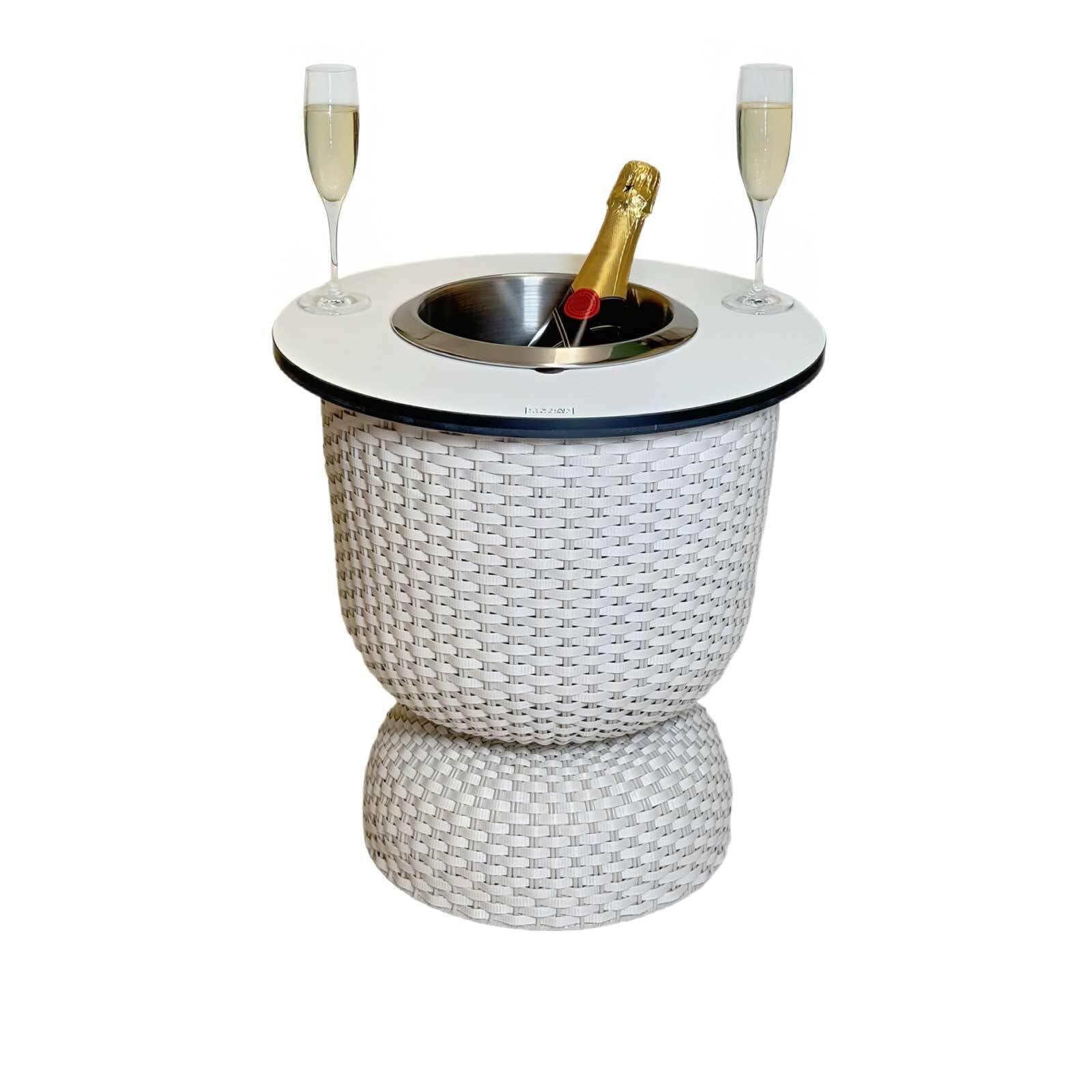 Beistelltisch COOTAB COOLER TABLE "3-in-1 Loungetisch mit Edelstahl-Kühler Paris 43 cm", beige (champagner), B:41cm H:43cm T:41cm, Tische, Beistelltisch, Wetterfest, Pflegeleicht, Hitzebeständig
