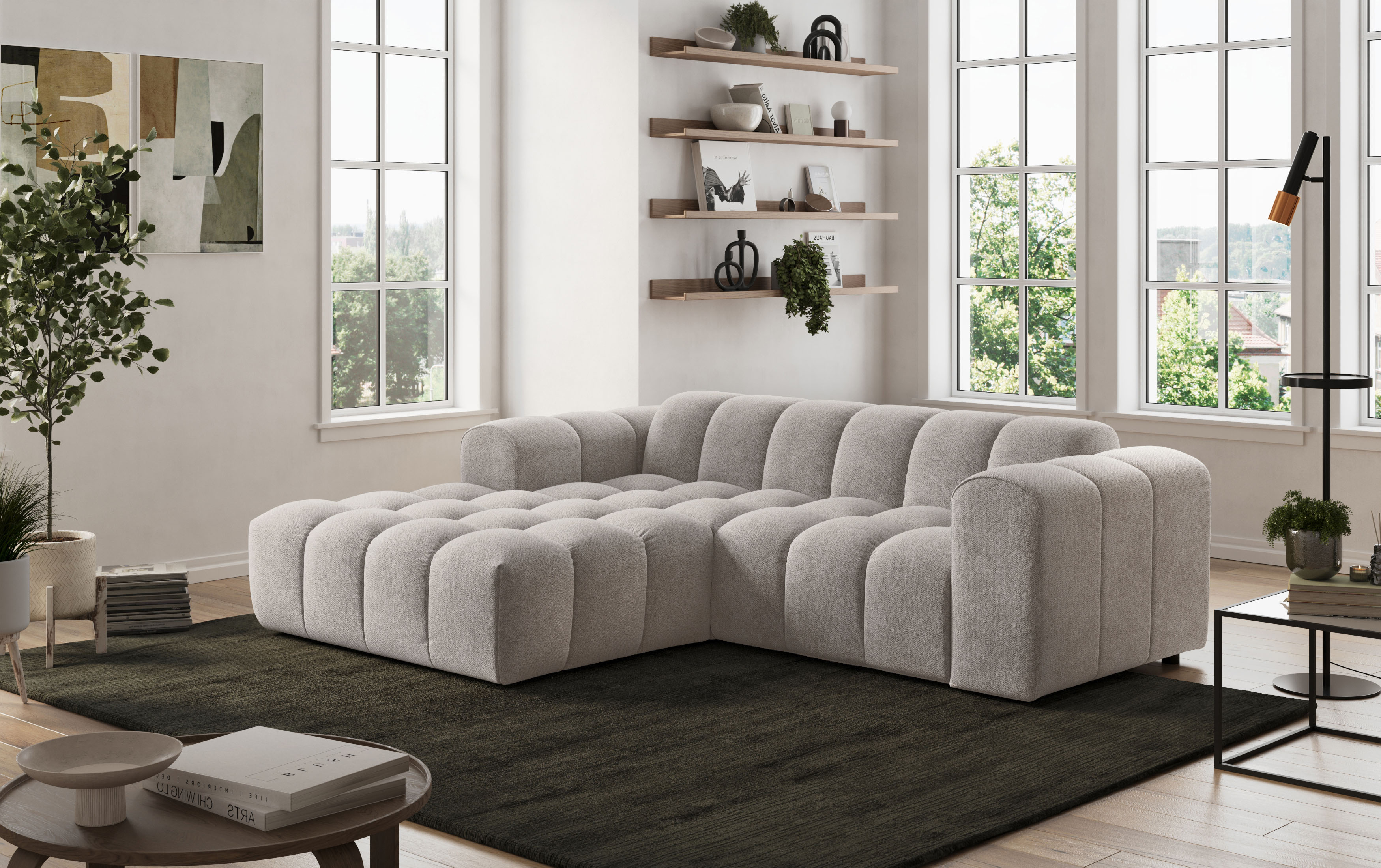 COTTA Ecksofa "Rocco L-Form, B: 248 cm, modernes Bubble-Sofa, großzügiger Sitzkomfort" Wohnlandschaft-Charakter, frei stellbar, modernes Design