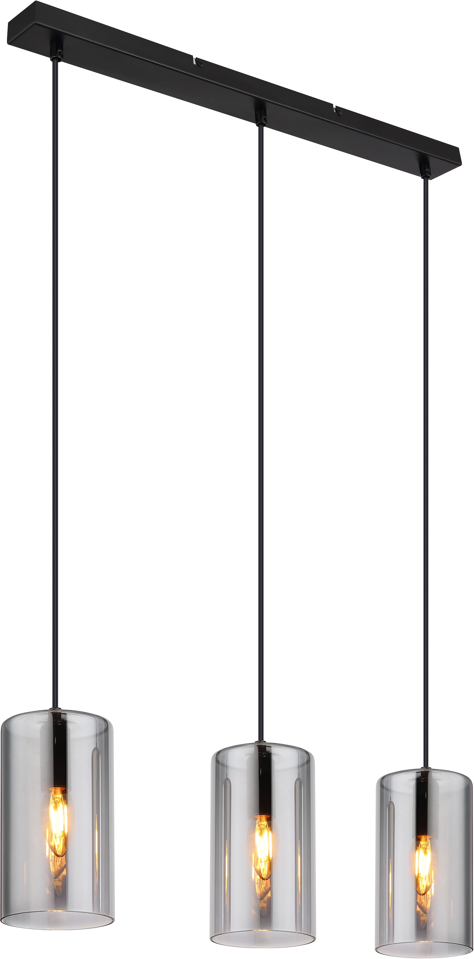 GLOBO LIGHTING Hängeleuchte »OLLY« E14 1 Stk. Schwarze Hängeleuchte mit Rauchglas, höhenverstellbar, 3x E14