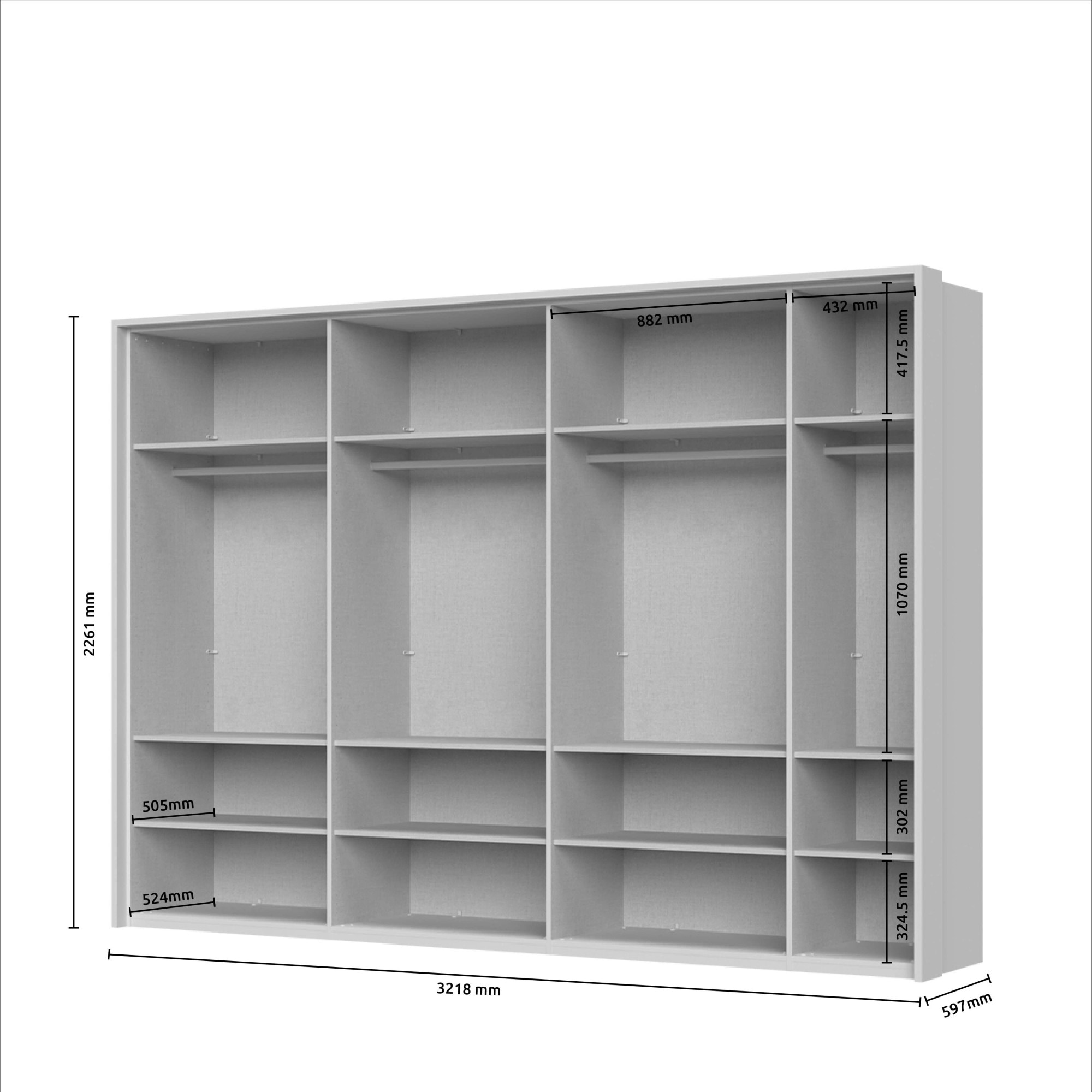 Places of Style Drehtürenschrank »Opera mit oder ohne Kranz inkl. LED-Bel.,B 227,272,317 oder 362 cm«, UV lackiert, Soft Close Funktion, Höhenverstellbare Füße
