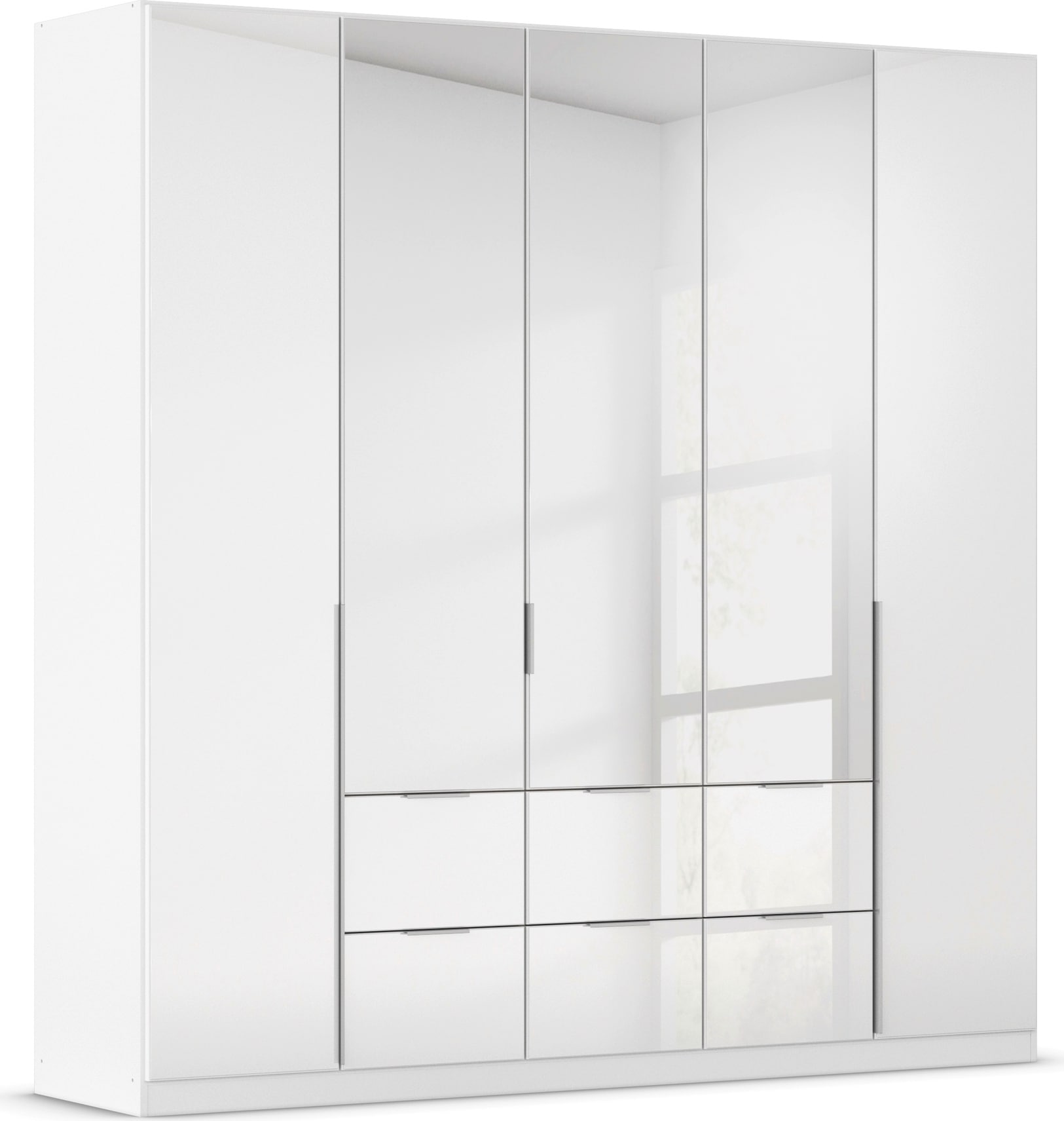 OTTO home Drehtürenschrank "Kleiderschrank Kleiderschränke Schrank Garderobe AGORDO mit Glasfront" in zwei Griff-Farben, Breiten 91-360 cm, mit Außenschubkästen, in 7 Breiten und 2 Höhen MADE IN GERMANY