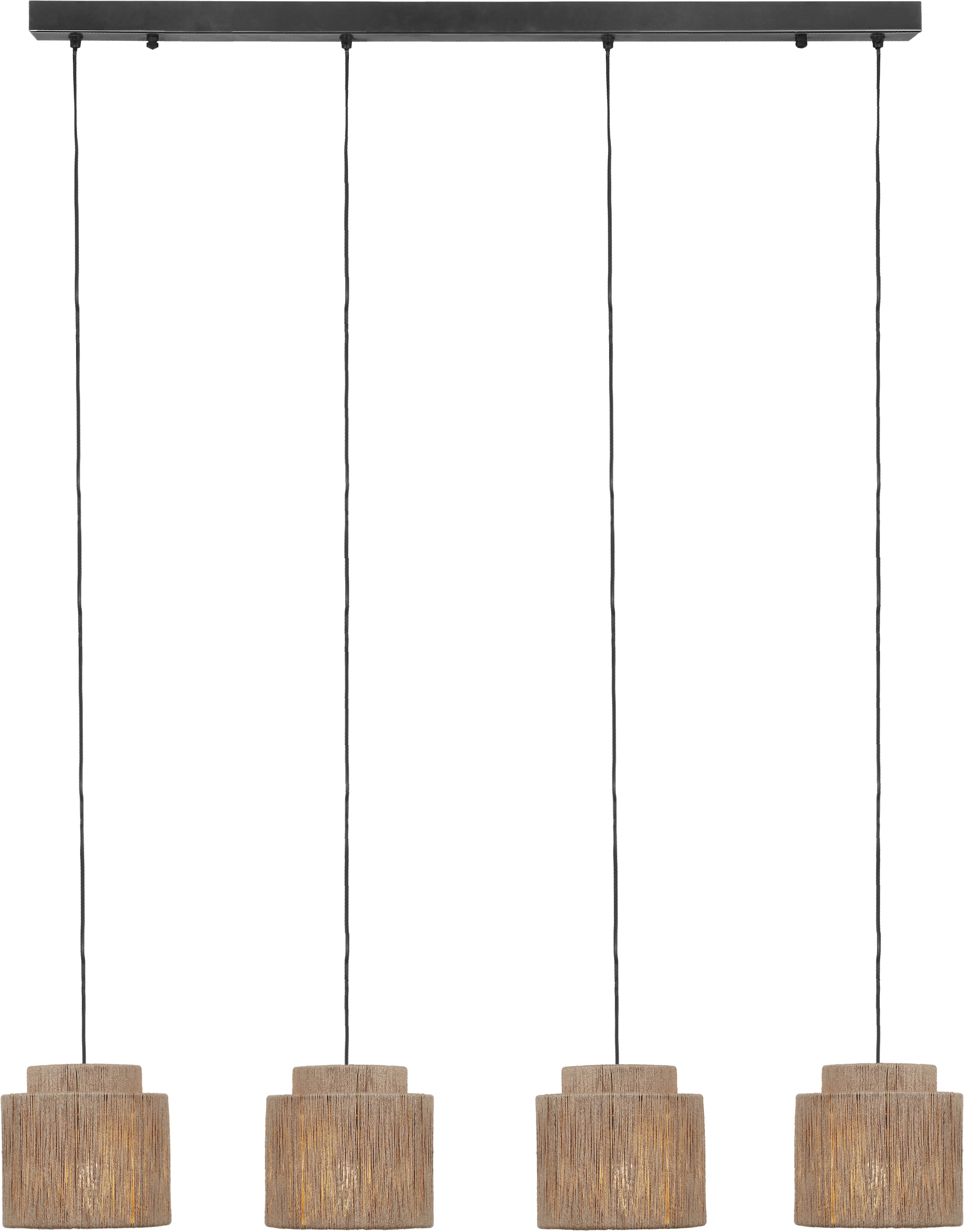 TRIO Leuchten Pendelleuchte »SMILLA, 4-flammige Hängelampe mit Jute Lampenschirmen Breite 121cm« E27 1 Stk. warmweiß - kaltweiß Höhe max 150 cm, exkl 4x E27 max 10W, Hängeleuchte Esstisch Küche