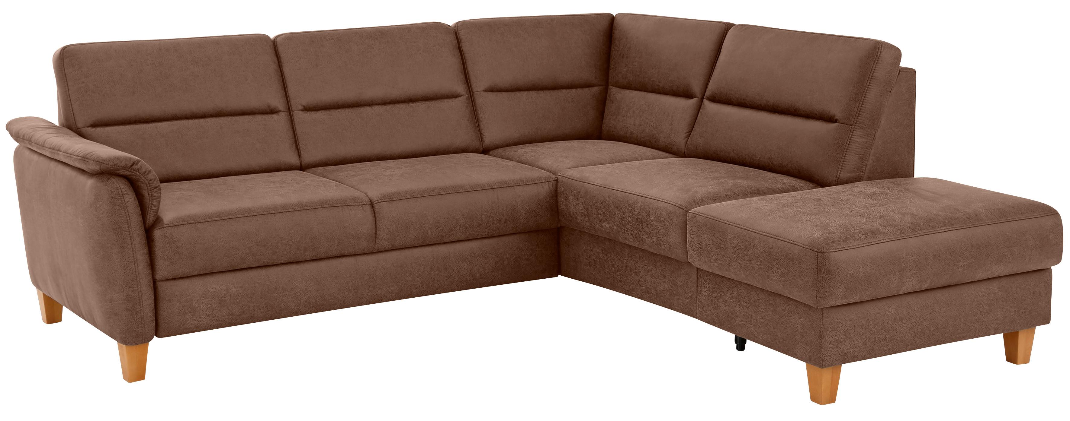 Home affaire Ecksofa "Palmera, L-Form, B: 236 cm, Bettfunktion & Bettkasten wählbar" Federkern-Polsterung, Sitzhöhe 48 cm, handgefertigt, stilvolles Design