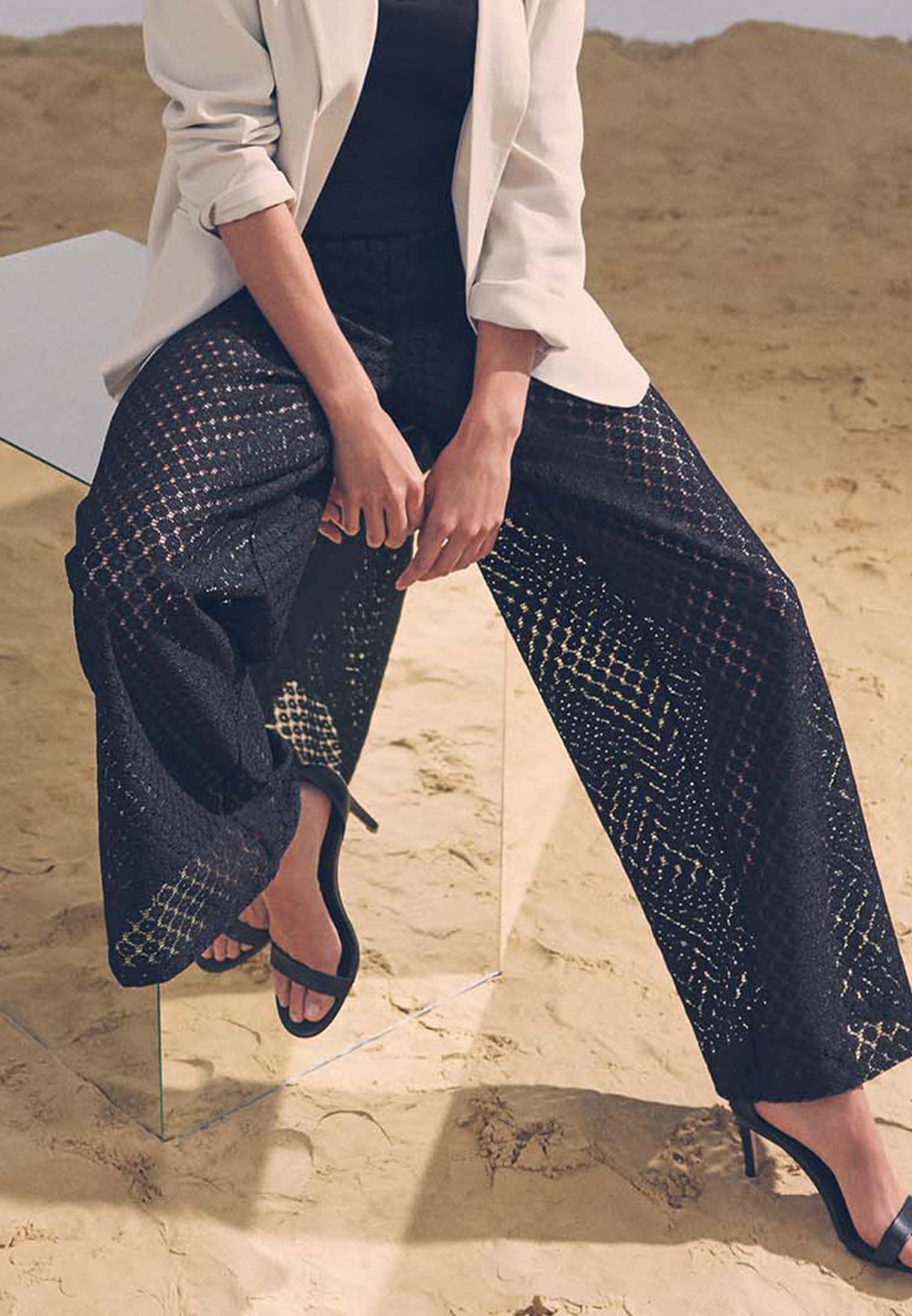 Zero Stoffhose »zero Hose transparent mit Spitze«, Lochmuster