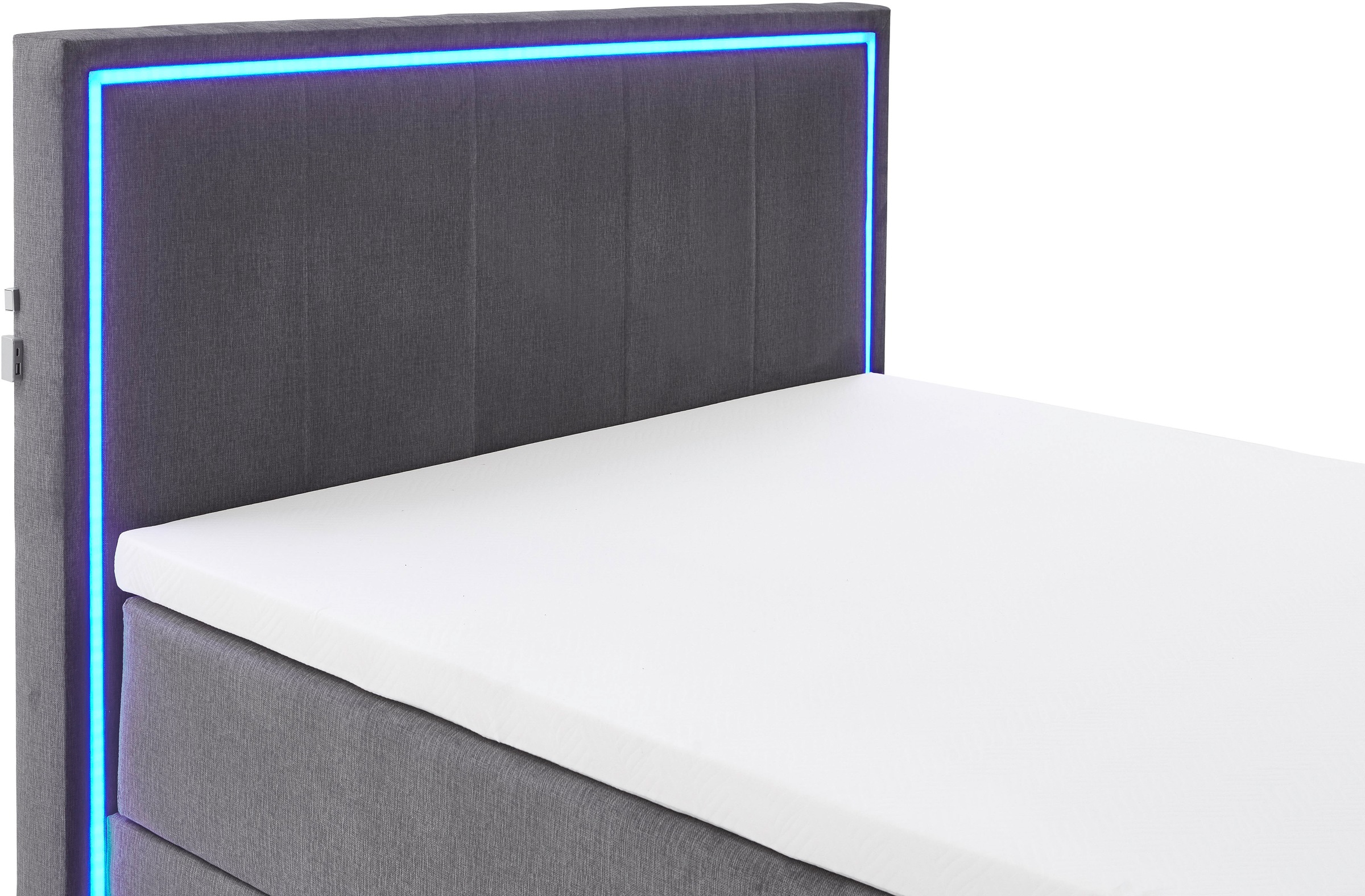 meise.möbel Boxspringbett »Colorado II«, inkl. LED-Beleuchtung & Topper
