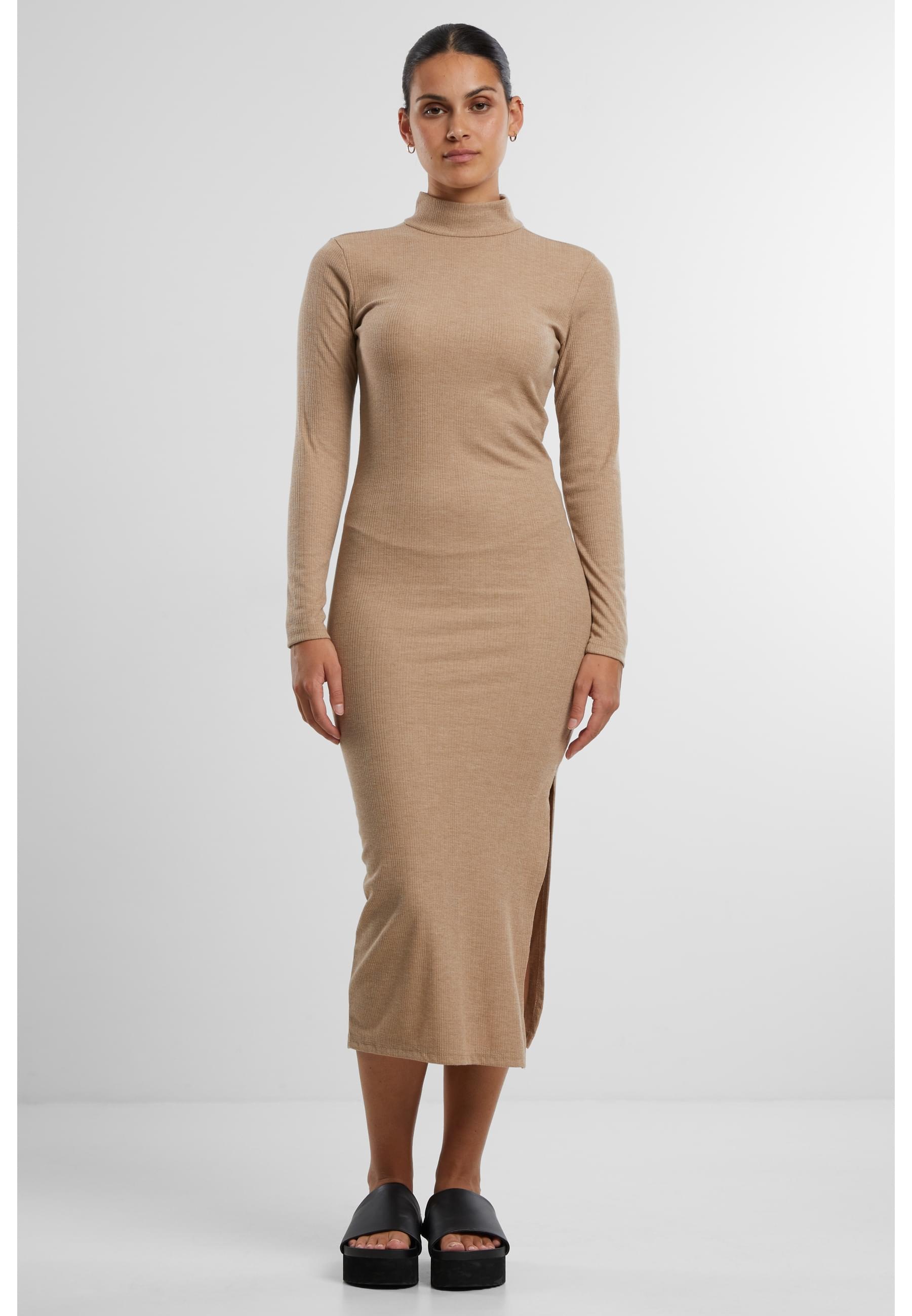 URBAN CLASSICS Shirtkleid »Urban Classics Ladies Rib Longlseeve Mockneck Dress«, (1 tlg.)